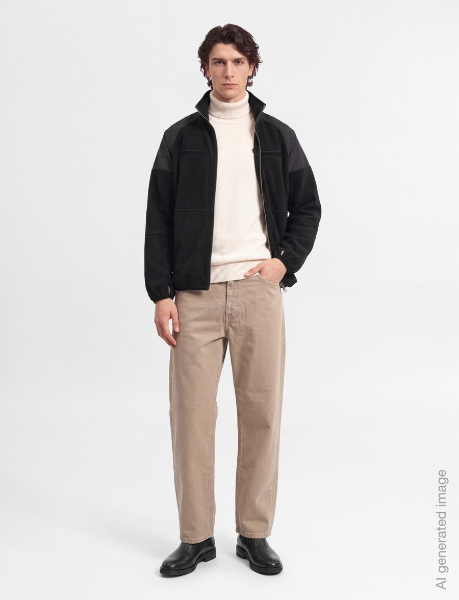 Mads Nørgaard - Fleece Contrast Jacket - hybridjackor - black - 0