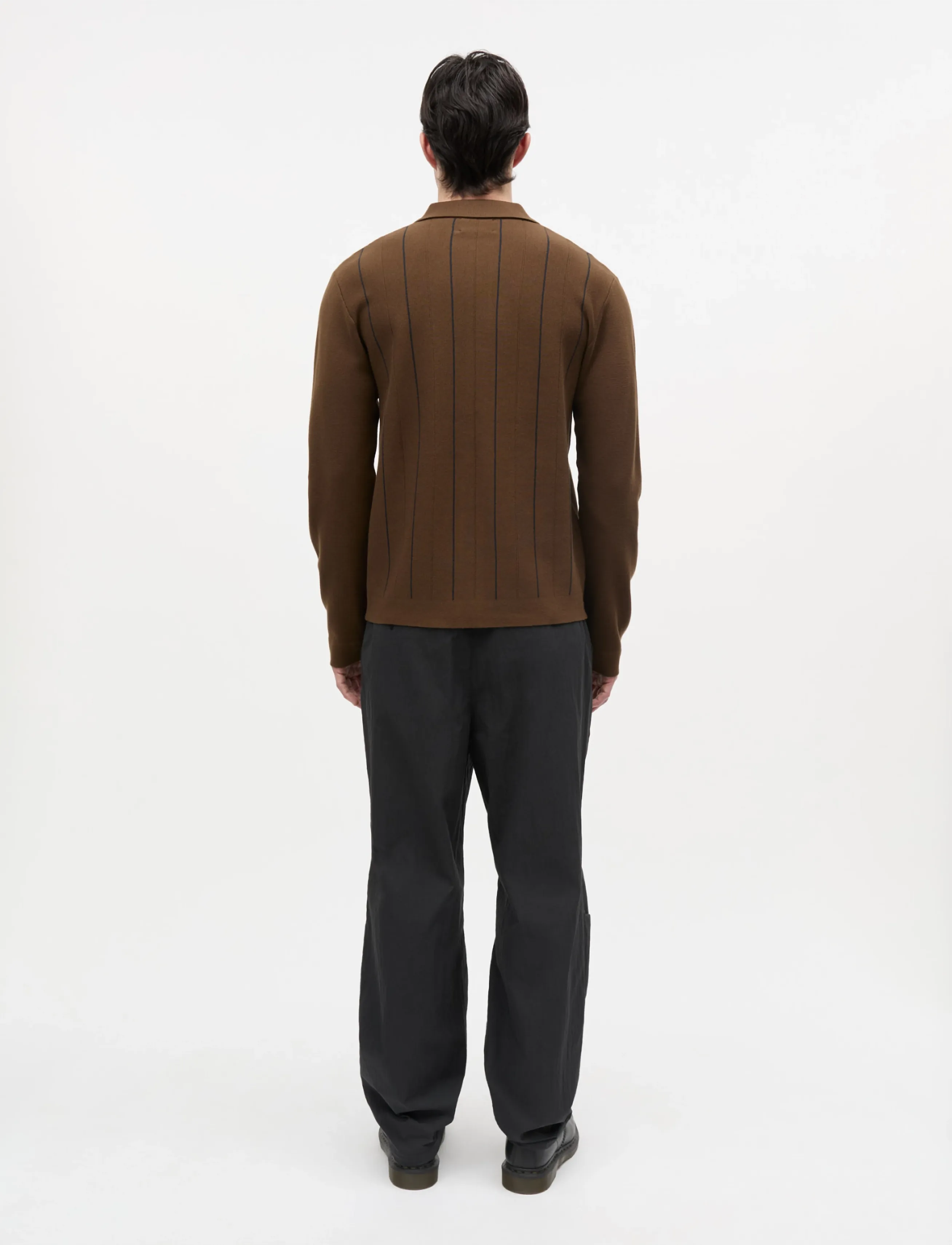 Mads Nørgaard - Classy Brando Polo LS Knit - langärmelige strick-polohemden - cocoa - 2