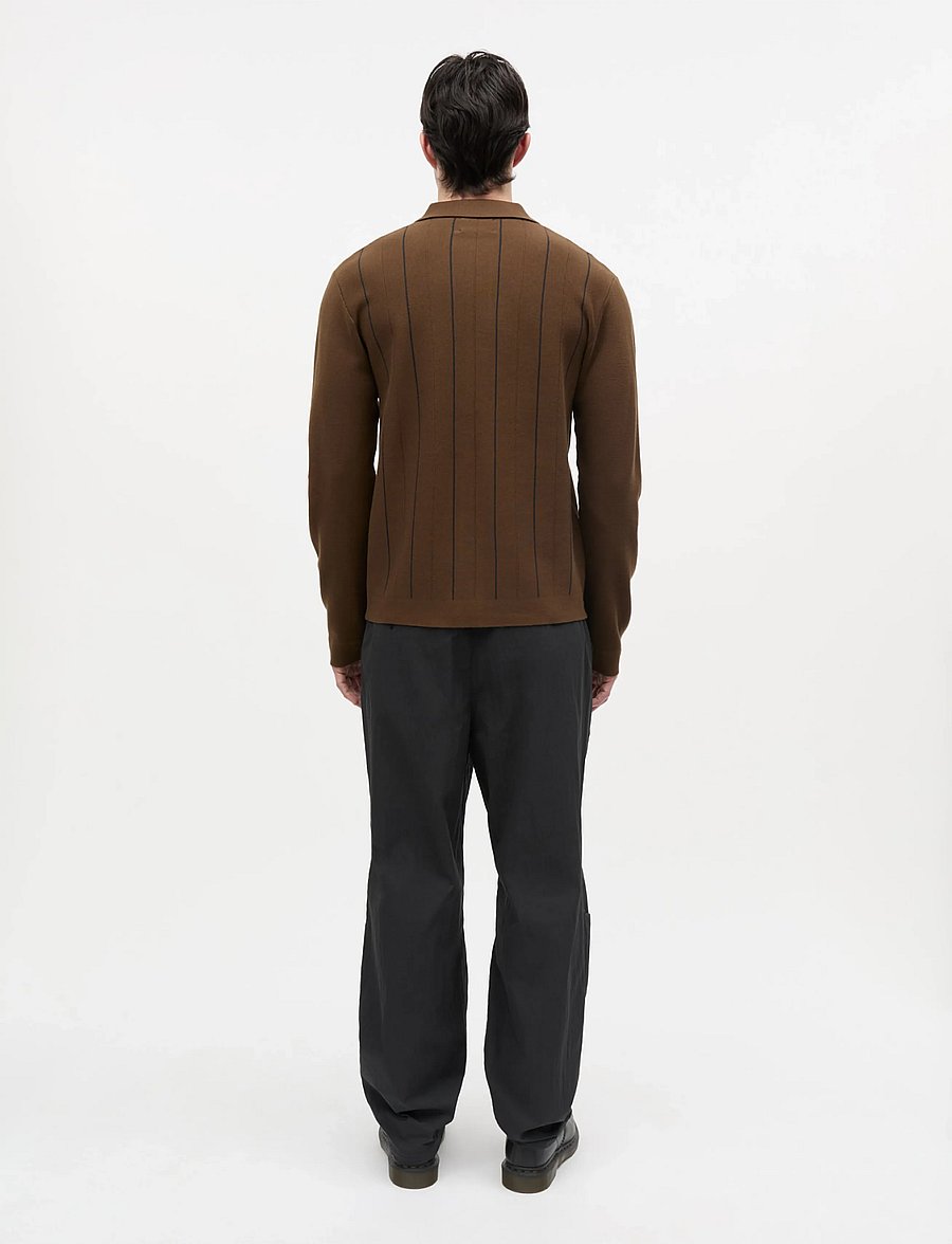 Mads Nørgaard - Classy Brando Polo LS Knit - langärmelige strick-polohemden - cocoa - 2