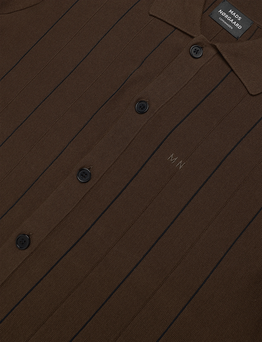 Mads Nørgaard - Classy Brando Polo LS Knit - langärmelige strick-polohemden - cocoa - 3