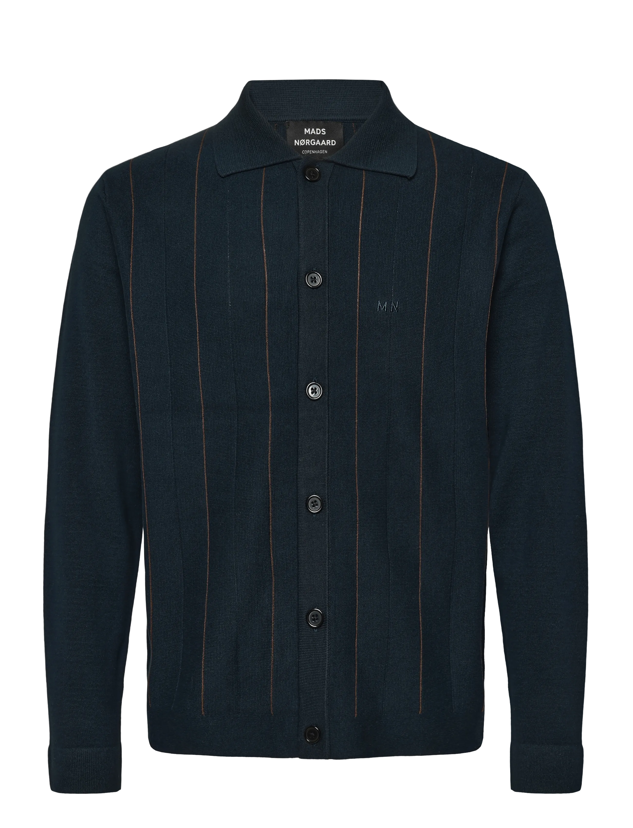 Mads Nørgaard - Classy Brando Polo LS Knit - langärmelige strick-polohemden - sky captain - 1