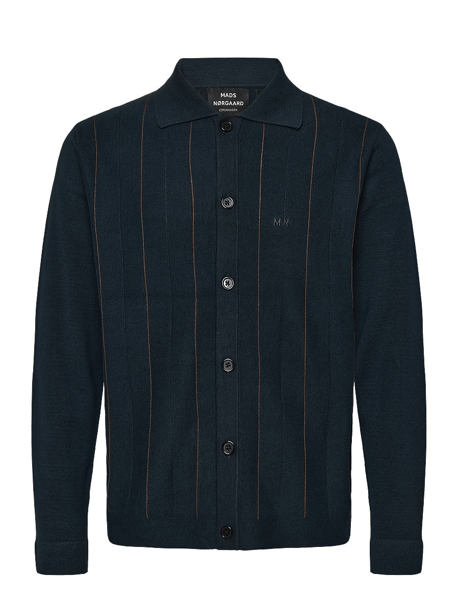 Mads Nørgaard - Classy Brando Polo LS Knit - langärmelige strick-polohemden - sky captain - 1