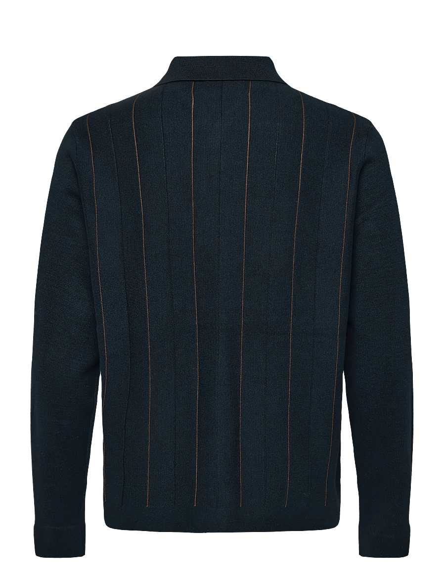 Mads Nørgaard - Classy Brando Polo LS Knit - langärmelige strick-polohemden - sky captain - 2