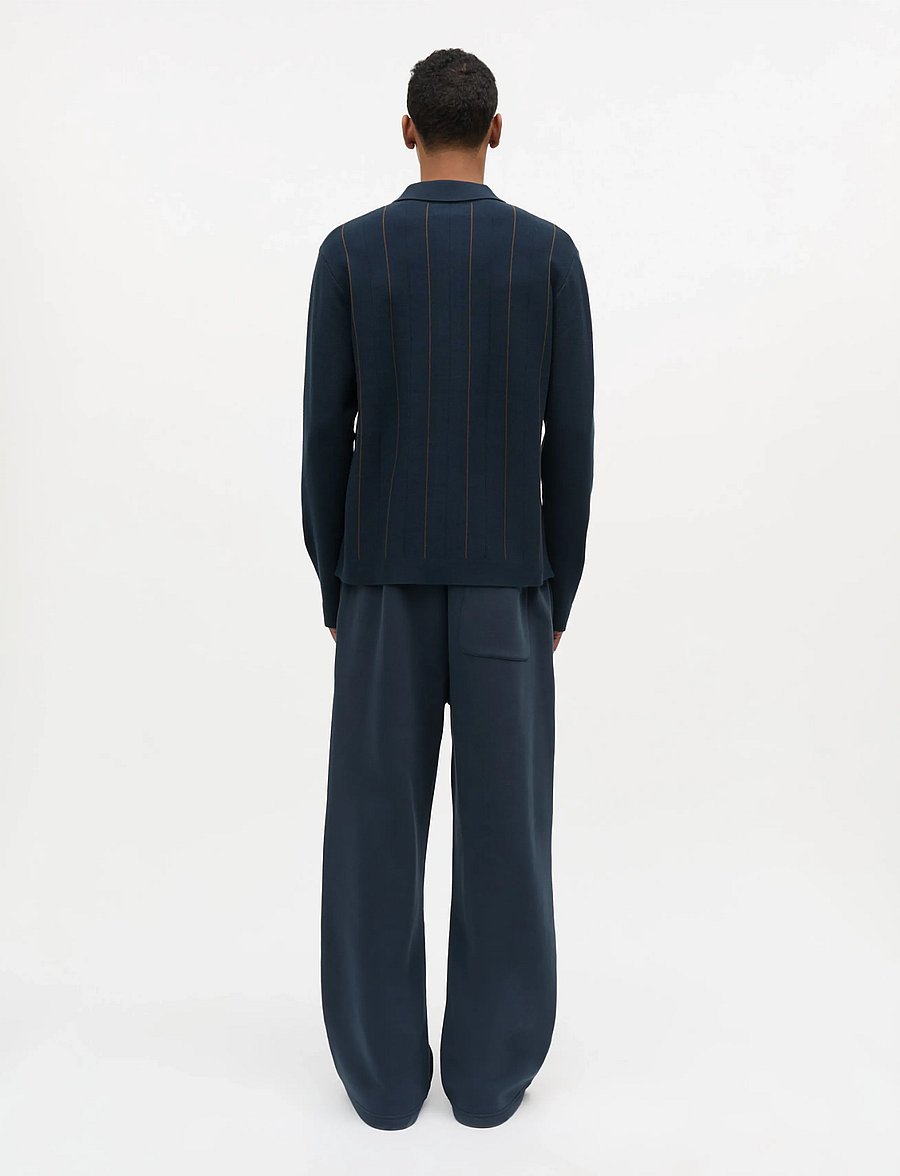 Mads Nørgaard - Classy Brando Polo LS Knit - langärmelige strick-polohemden - sky captain - 3