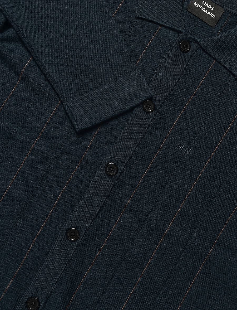 Mads Nørgaard - Classy Brando Polo LS Knit - langärmelige strick-polohemden - sky captain - 4