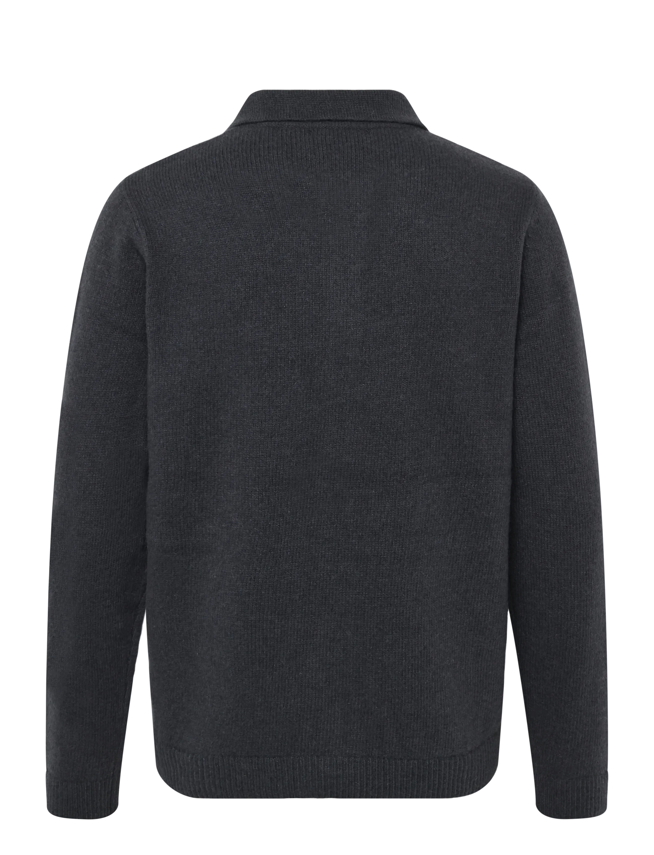 Mads Nørgaard - Super Wool Brando Polo LS Knit - asphalt - 1