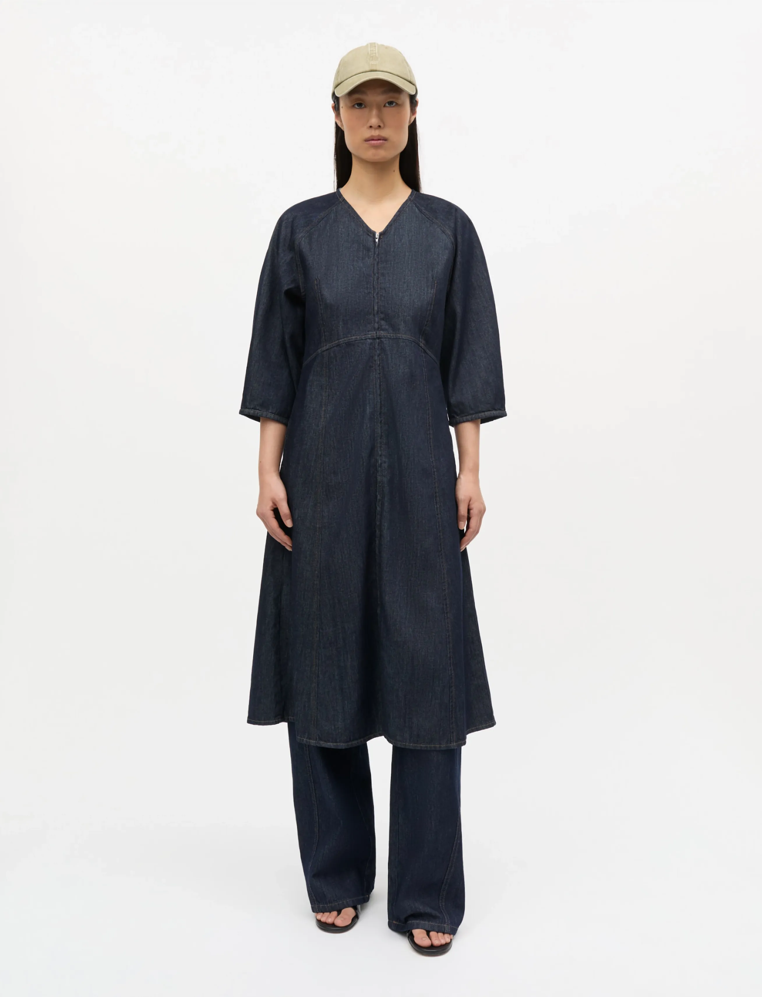 Mads Nørgaard Cosy Denim Gudrun Dress, 36, Dresses, Marineblau - Maxi Frauen