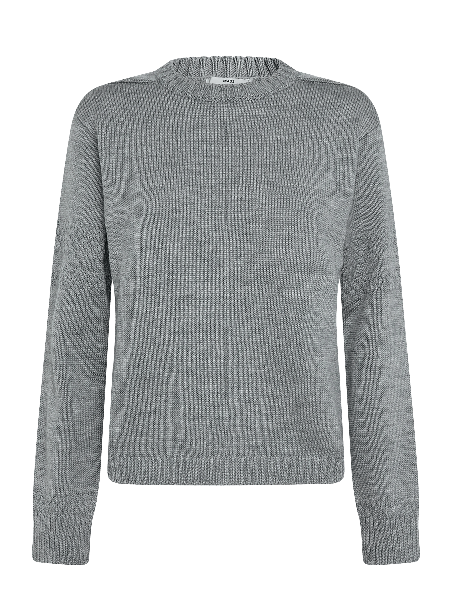 Mads Nørgaard - Wool Karoline Sweater - striktrøjer - mid grey melange - 0