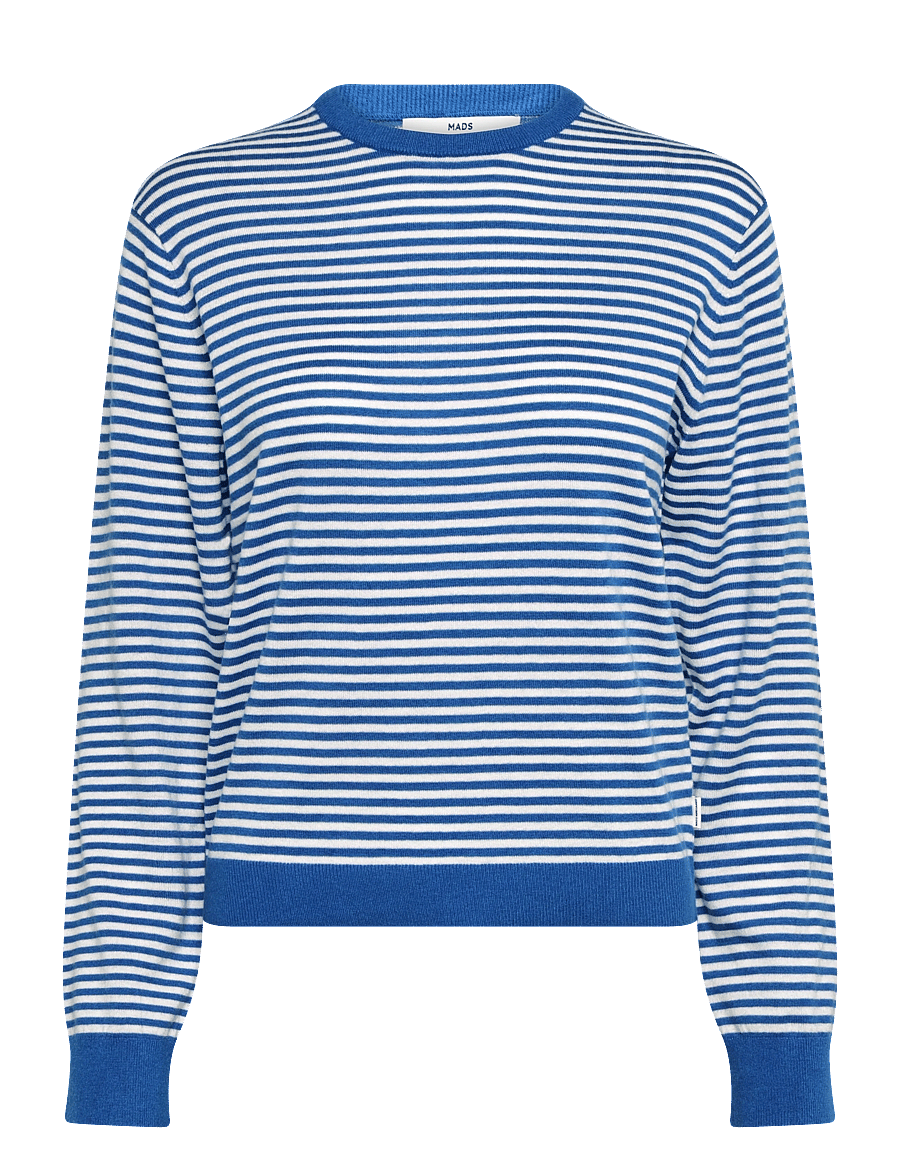 Mads Nørgaard - Fine Merino Emma Stripe Knit - pullover - lapis blue/vanilla ice - 0