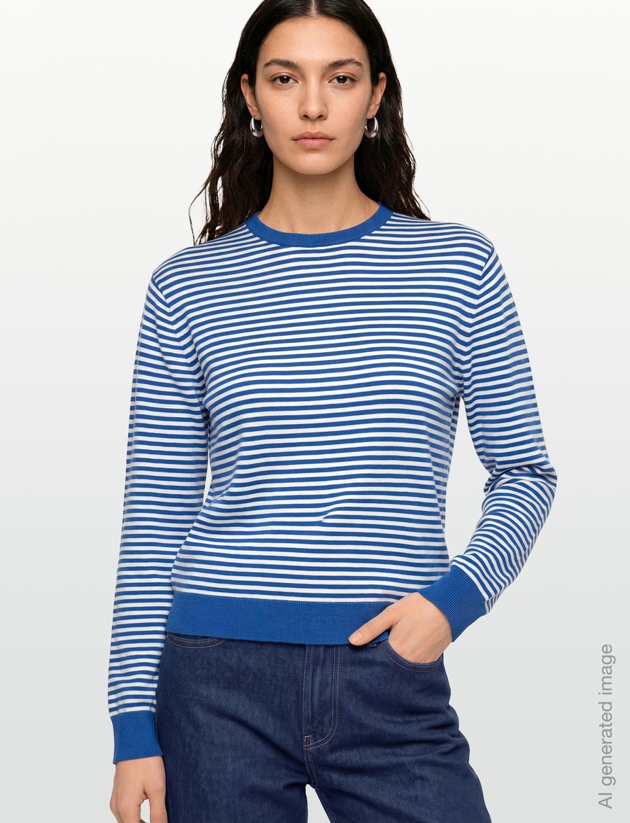 Mads Nørgaard - Fine Merino Emma Stripe Knit - stickade tröjor - lapis blue/vanilla ice - 3
