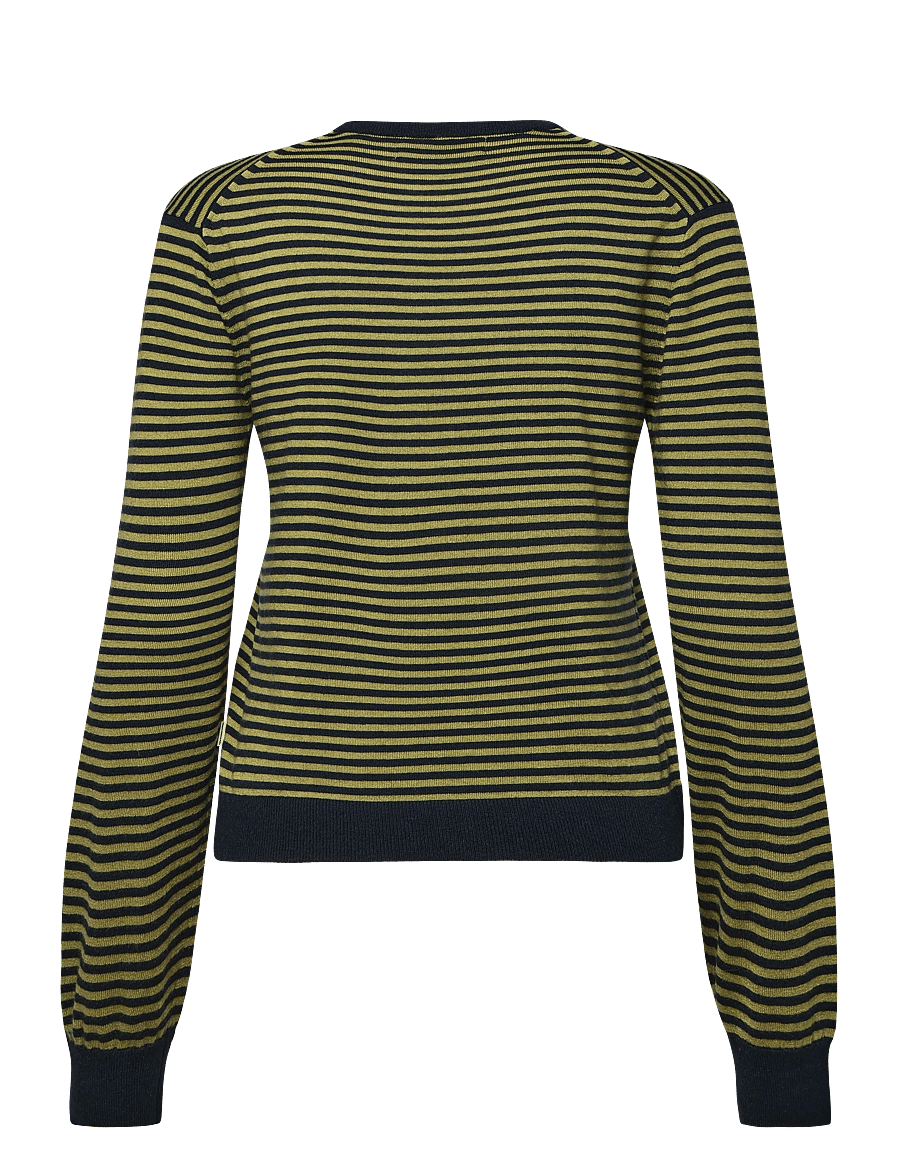 Mads Nørgaard - Fine Merino Emma Stripe Knit - kampsunid - sky captain/green olive - 2