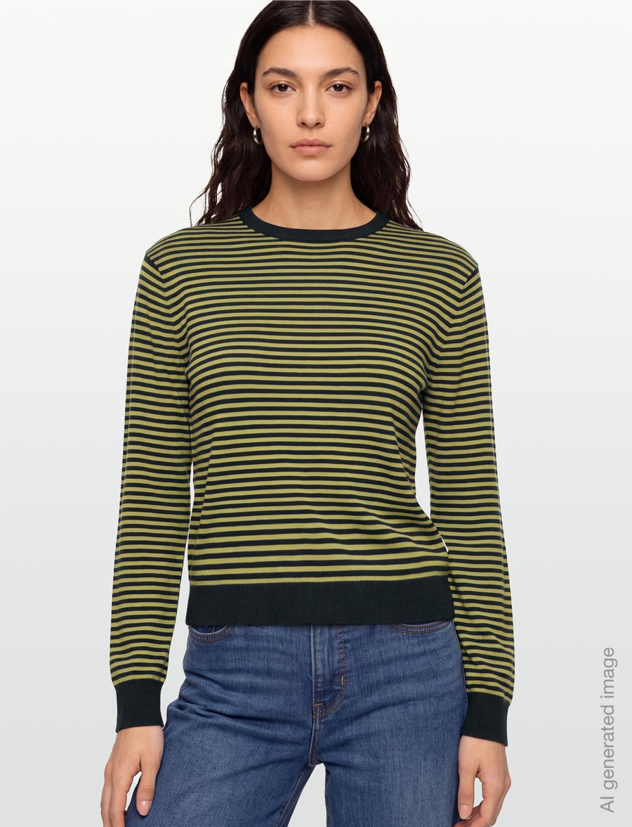 Mads Nørgaard - Fine Merino Emma Stripe Knit - kampsunid - sky captain/green olive - 3