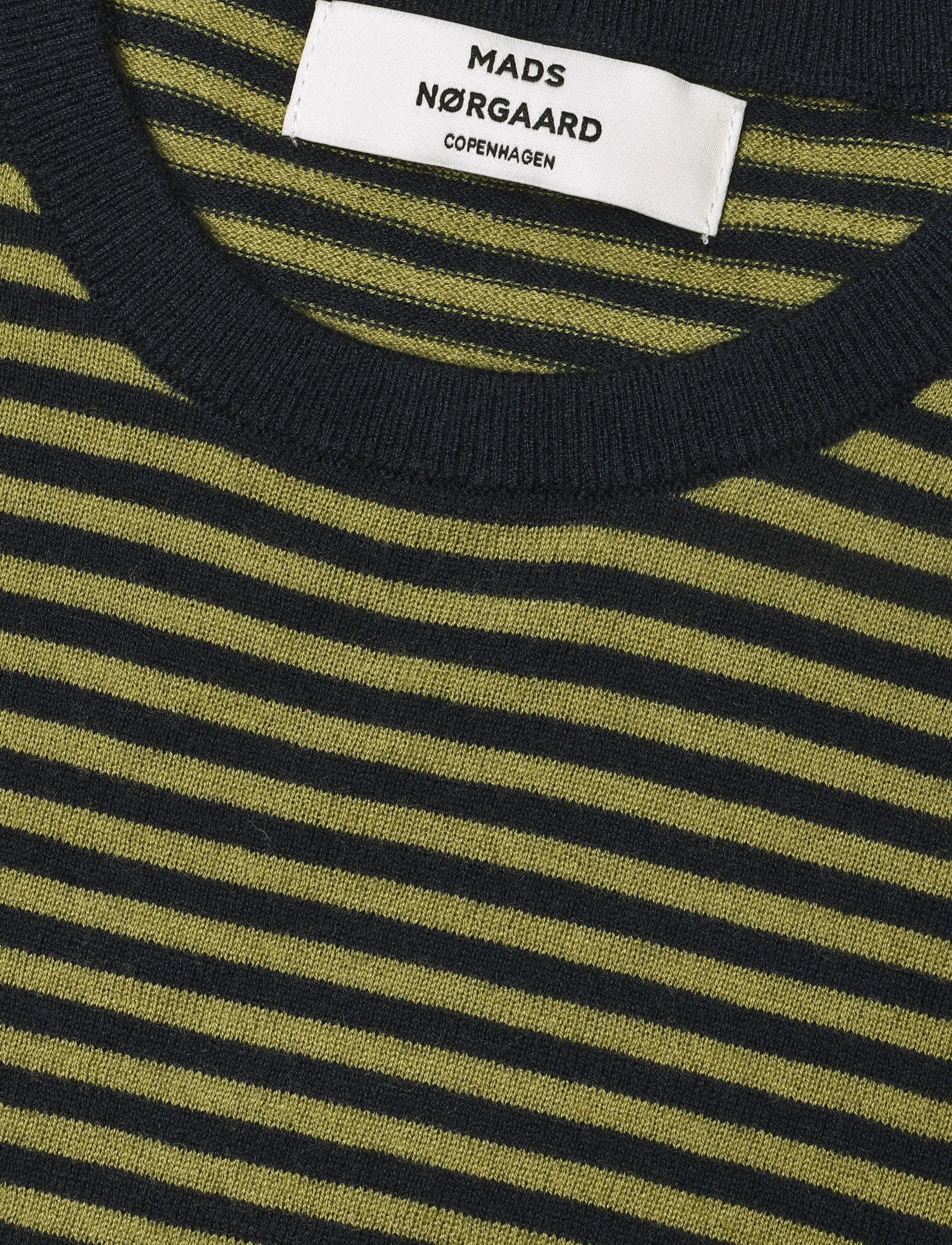 Mads Nørgaard - Fine Merino Emma Stripe Knit - kampsunid - sky captain/green olive - 5