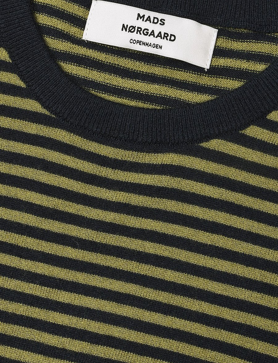 Mads Nørgaard - Fine Merino Emma Stripe Knit - kampsunid - sky captain/green olive - 5