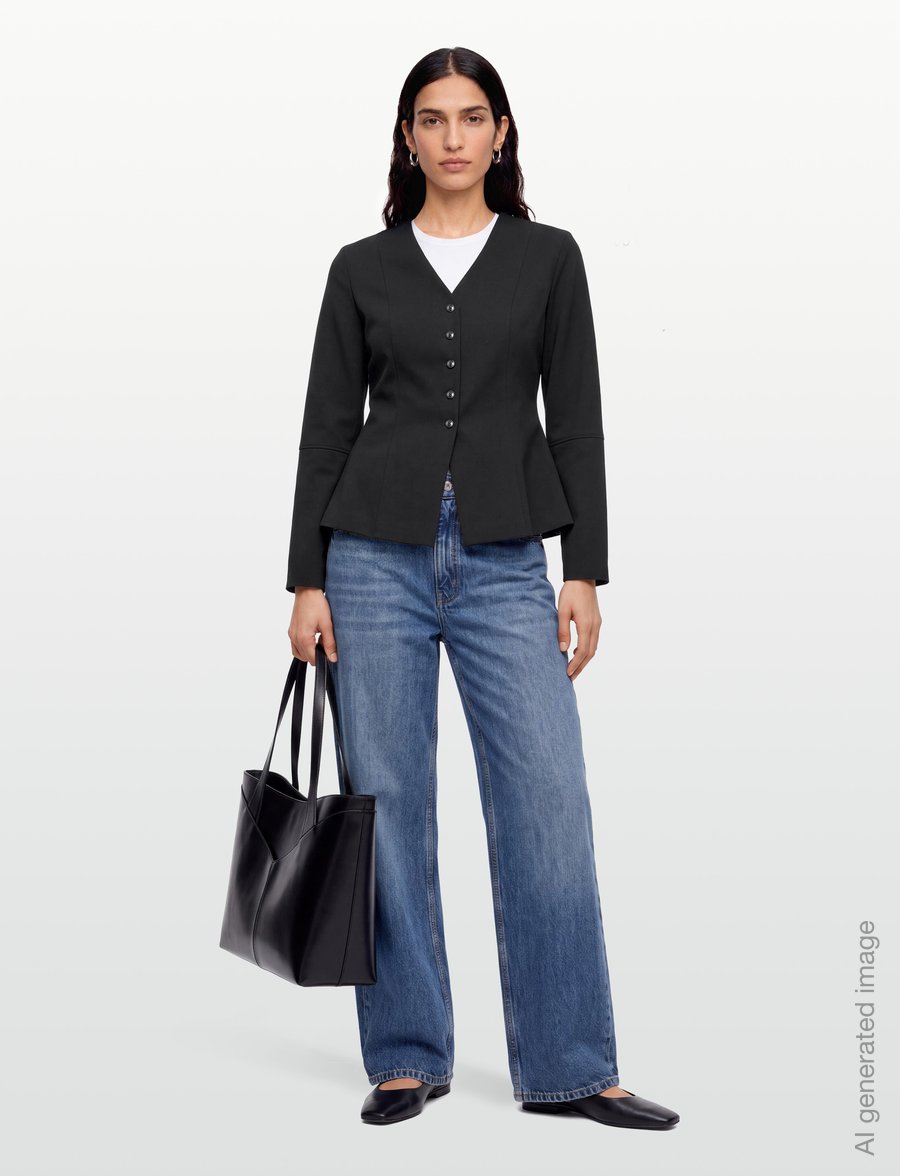 Mads Nørgaard - Stretchy Nylon Sara Jacket - einreihige blazer - black - 0