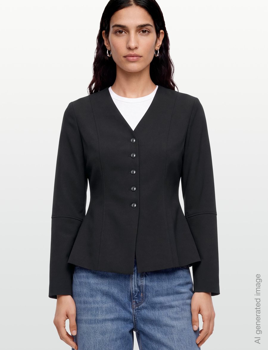 Mads Nørgaard - Stretchy Nylon Sara Jacket - einreihige blazer - black - 3
