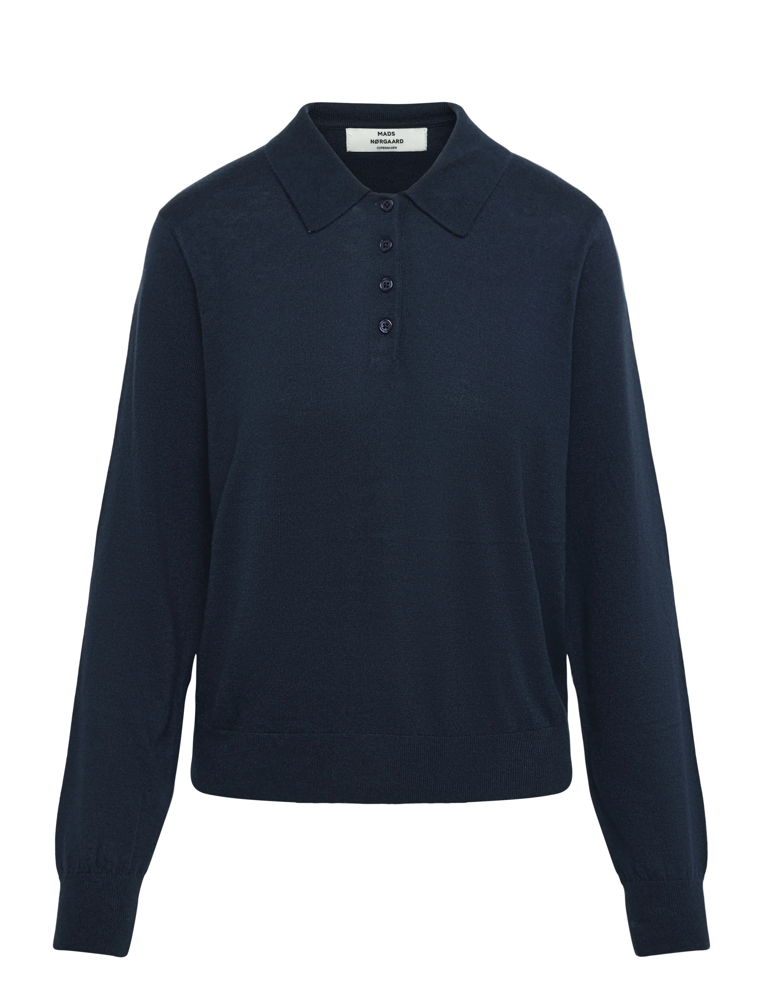 Mads Nørgaard Fine Merino Rosa Polo Knit - Polo Shirts - SKY CAPTAIN / navy
