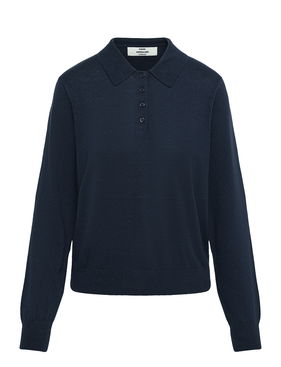 Mads Nørgaard - Fine Merino Rosa Polo Knit - pullover - sky captain - 1