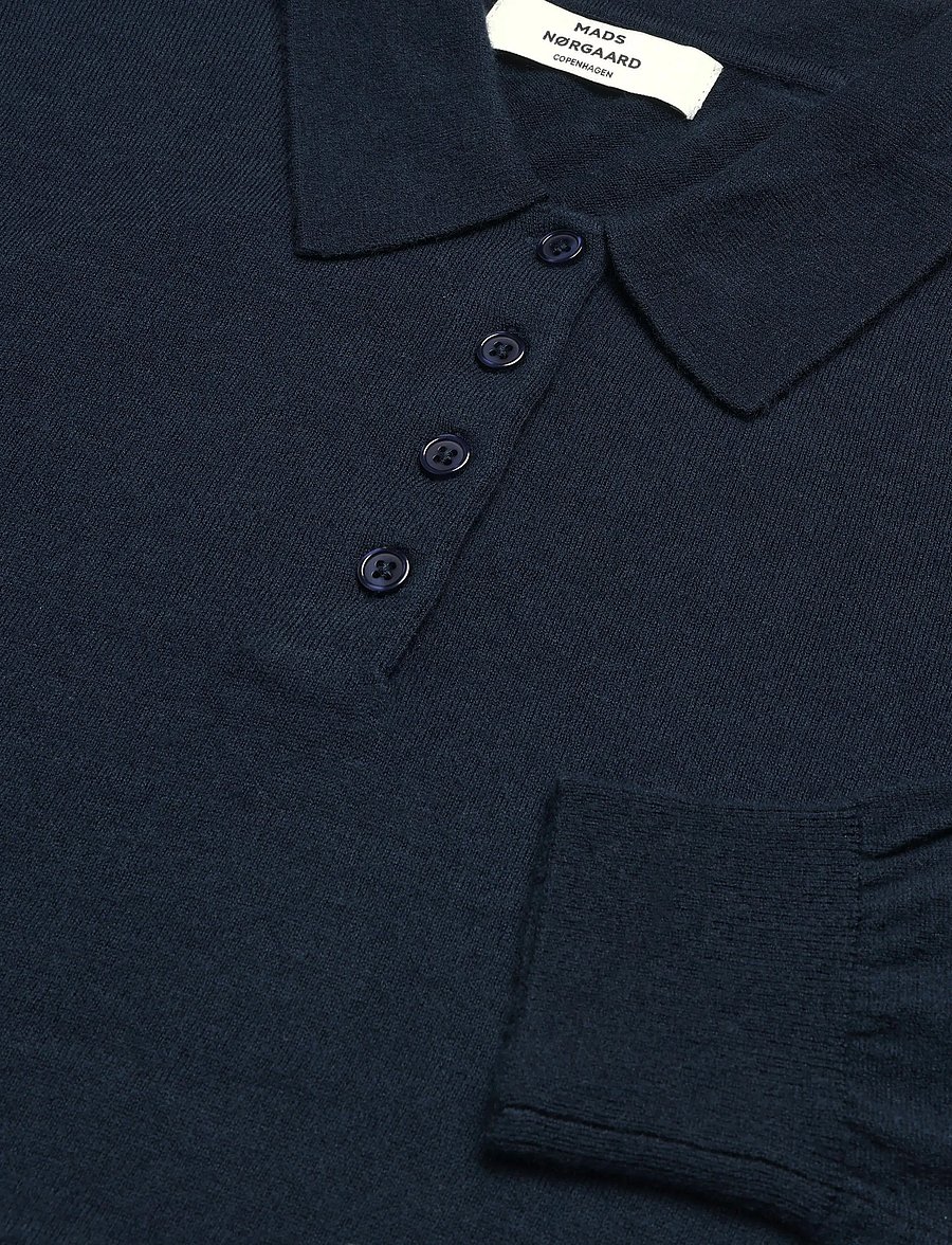 Mads Nørgaard - Fine Merino Rosa Polo Knit - pullover - sky captain - 4