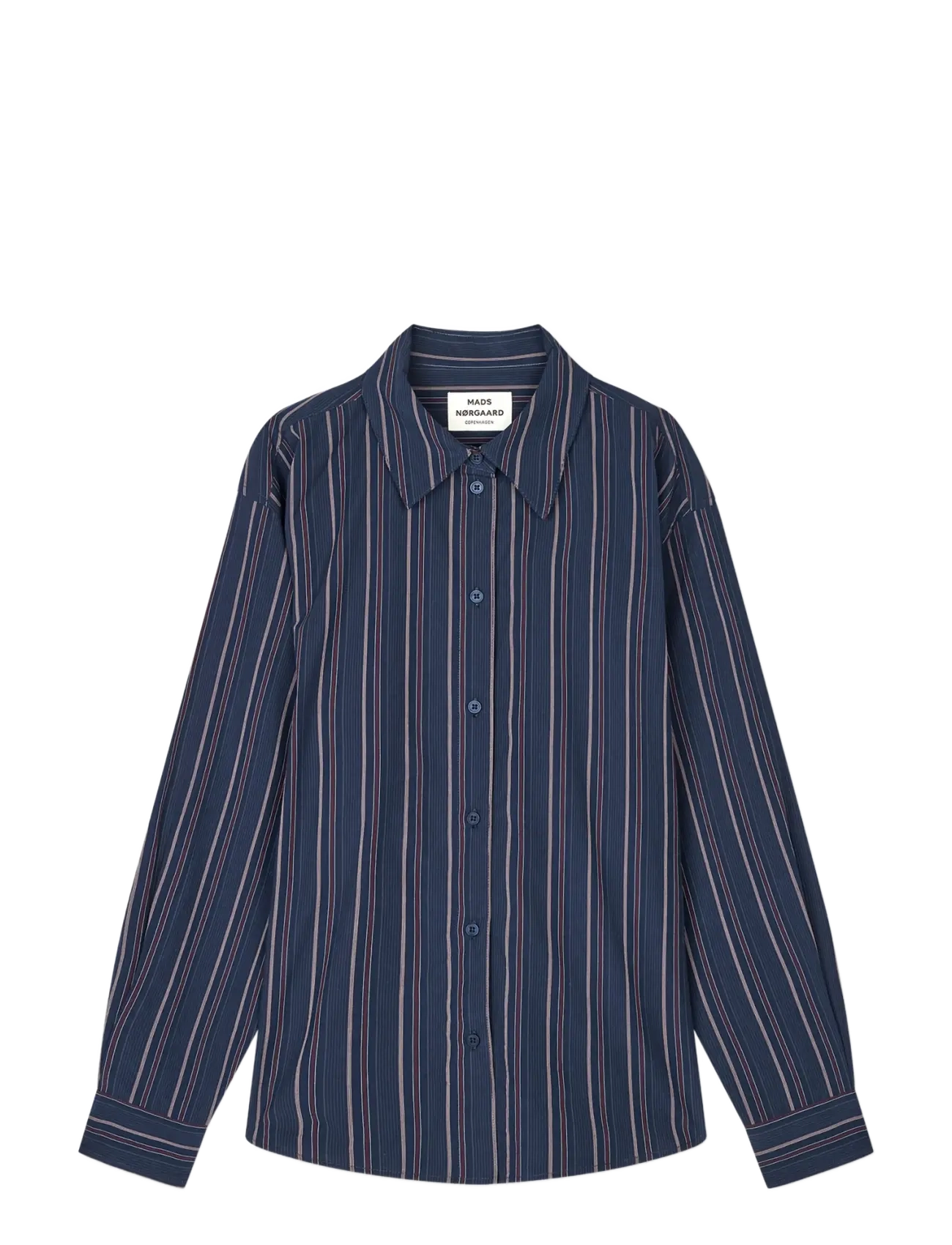 Mads Nørgaard Peach Poplin YD Shelly Shirt - Hemden - PINSTRIPE/SKY CAPTAIN / navy