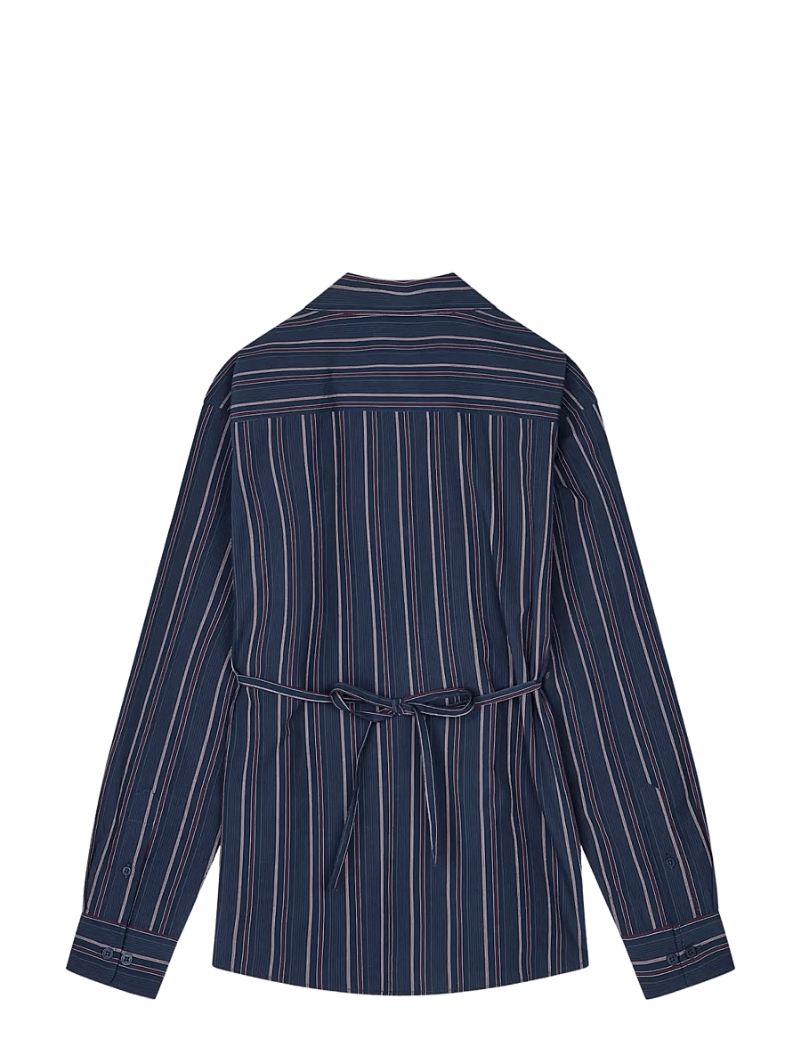 Mads Nørgaard - Peach Poplin YD Shelly Shirt - langärmlige hemden - pinstripe/sky captain - 1
