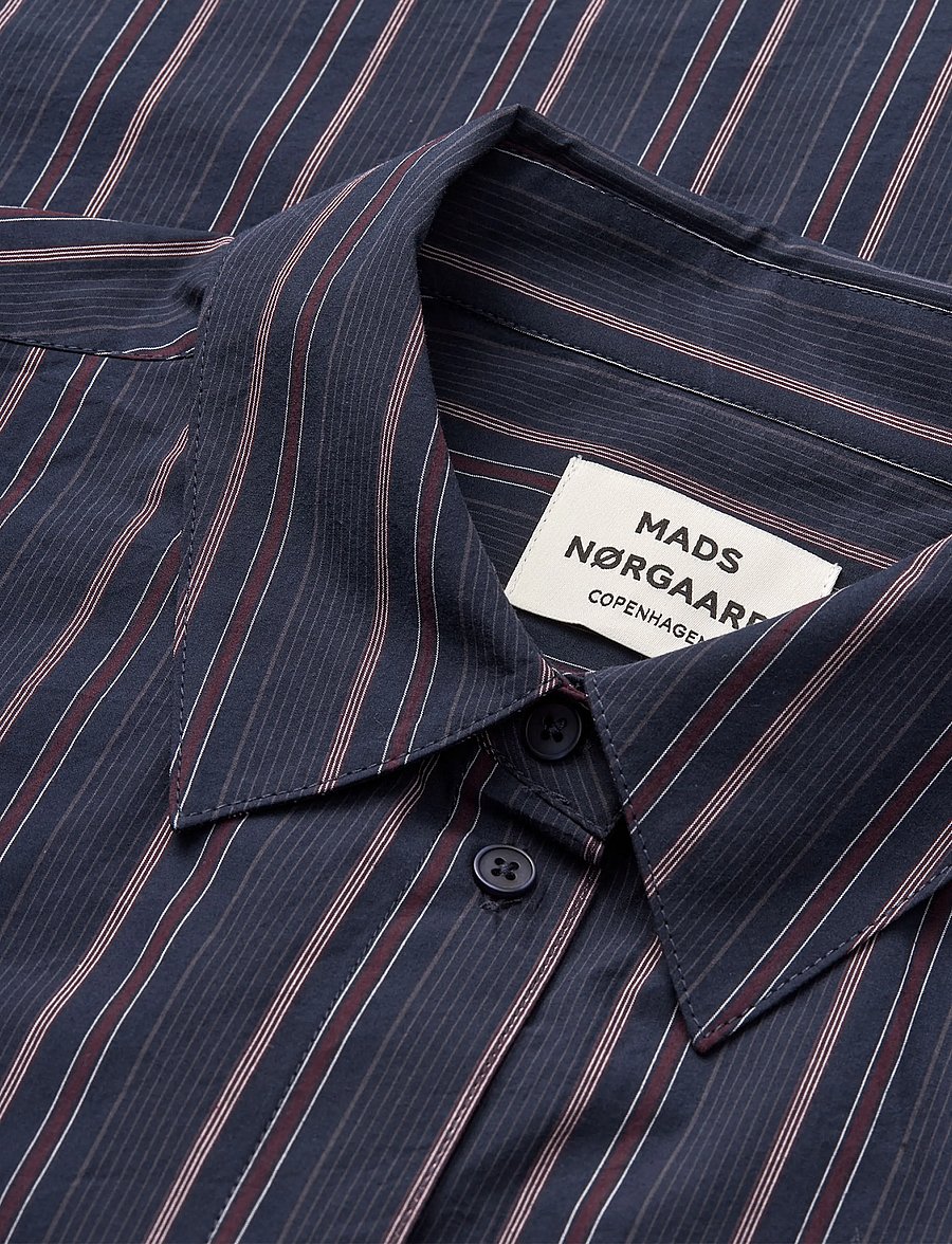 Mads Nørgaard - Peach Poplin YD Shelly Shirt - langärmlige hemden - pinstripe/sky captain - 2