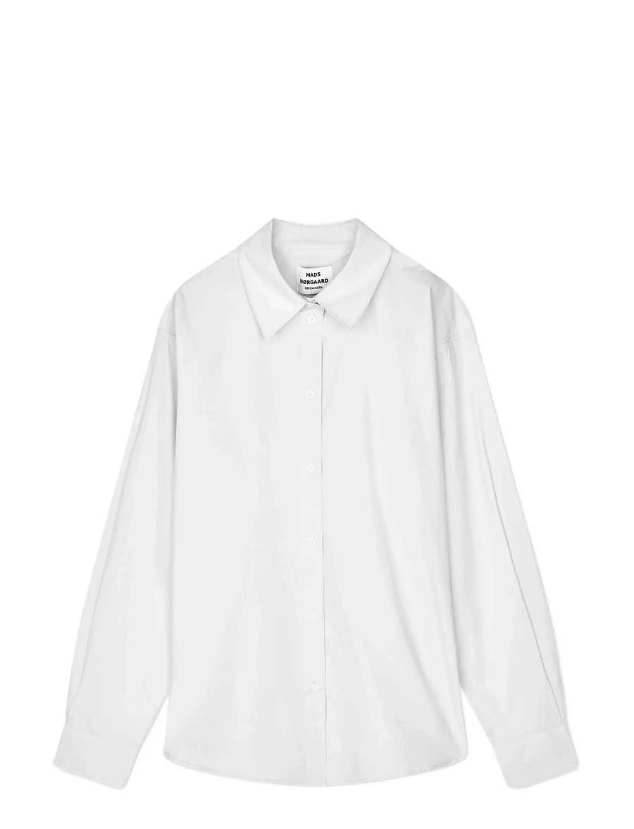 Mads Nørgaard - Peach Poplin Shelly Shirt - langärmlige hemden - snow white - 0