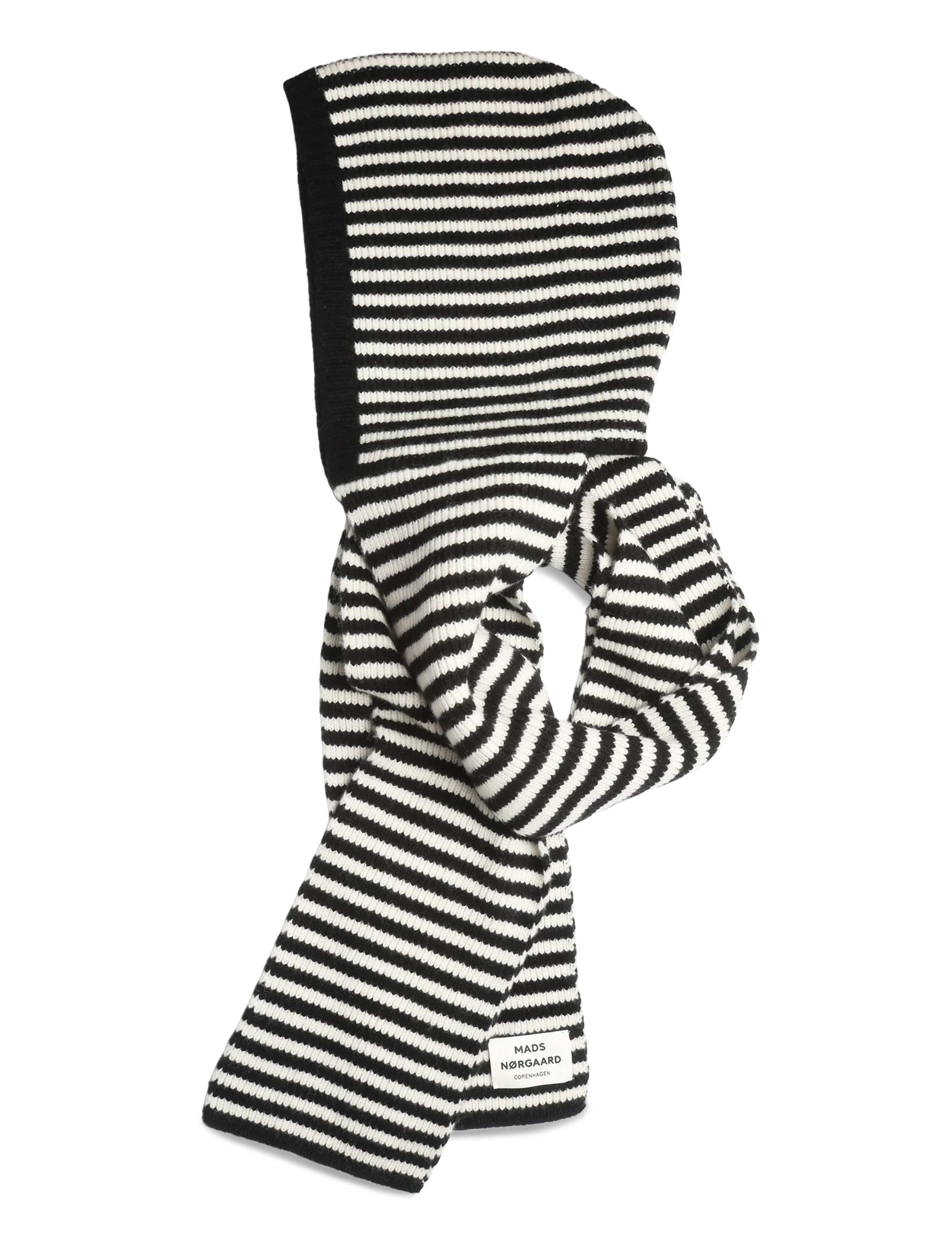 Mads Nørgaard One Wool Freja Hooded Scarf - Dänische Marken - BLACK/VANILLA ICE / black
