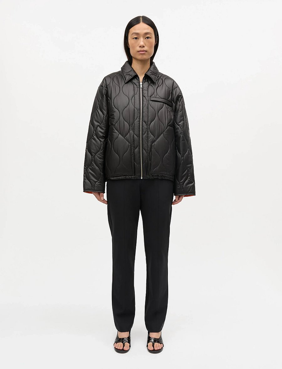 Mads Nørgaard - Shiny Ripstop Flora Jacket - talvejoped - black - 0