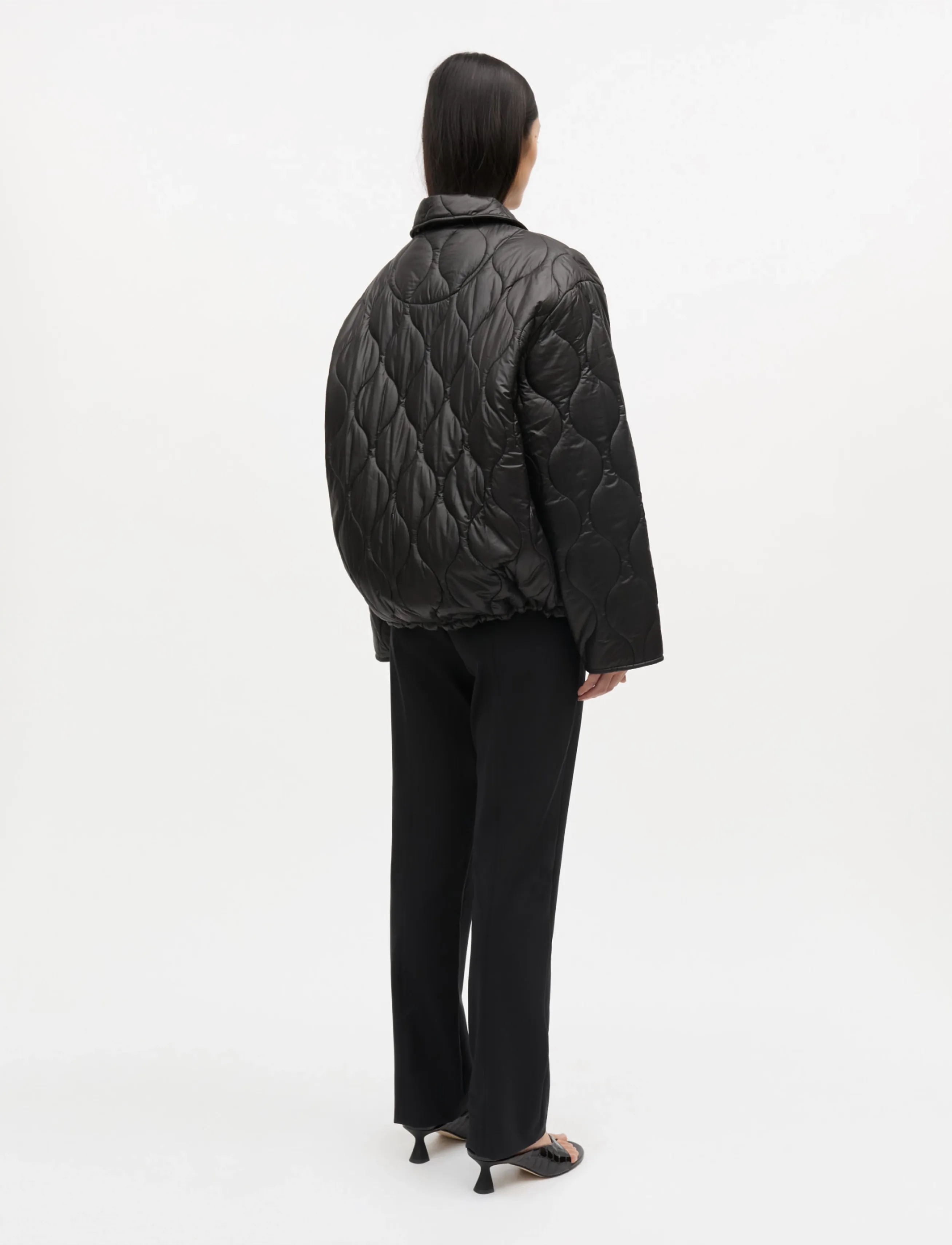 Mads Nørgaard - Shiny Ripstop Flora Jacket - talvejoped - black - 3