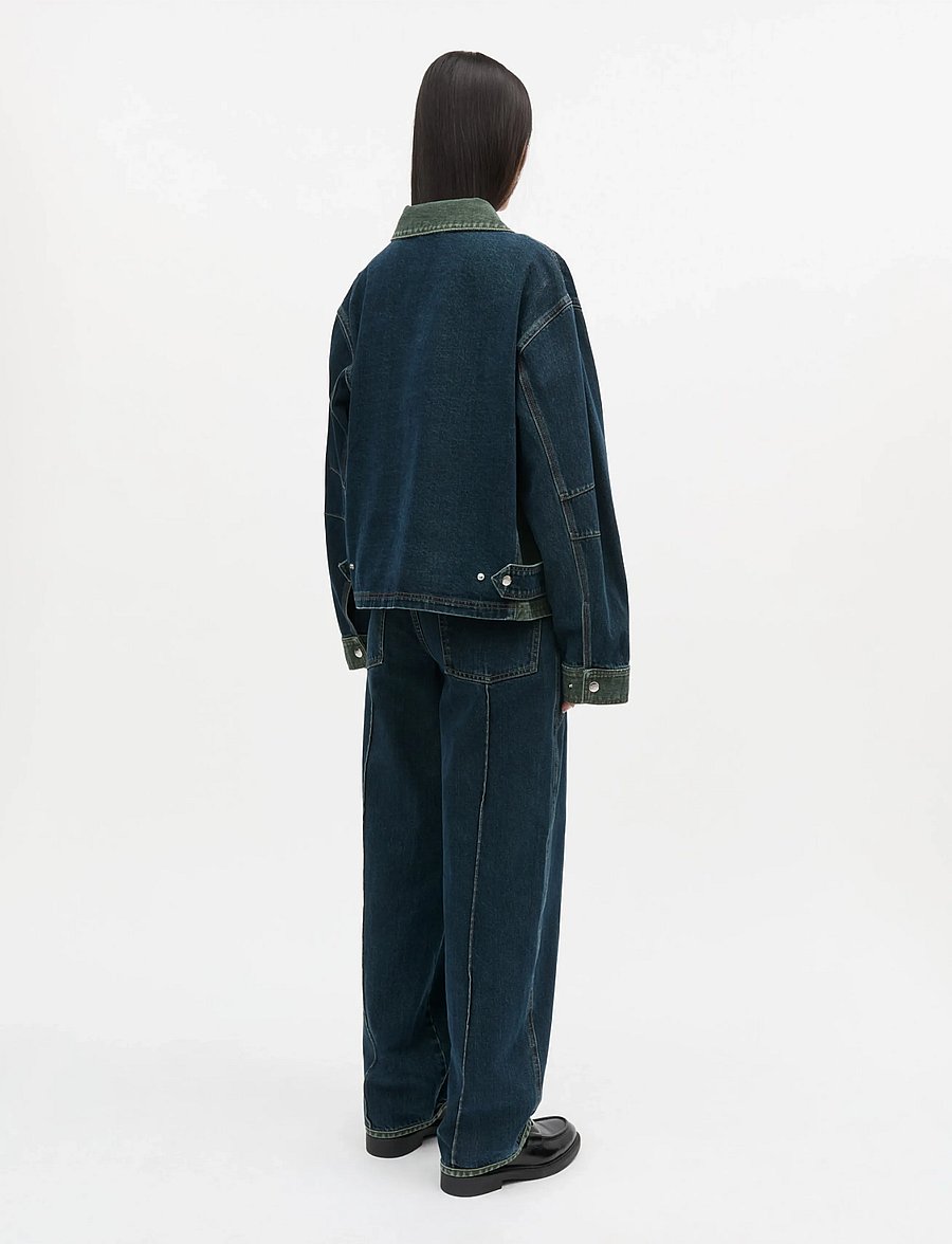 Mads Nørgaard - Double Denim Solar Jacket - denimjakker - blue/green dye - 3