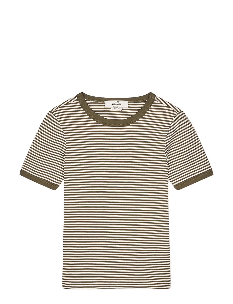 Mads Nørgaard - Grace Jersey Stripe June Tee - t-shirts - white/tarmac - 1
