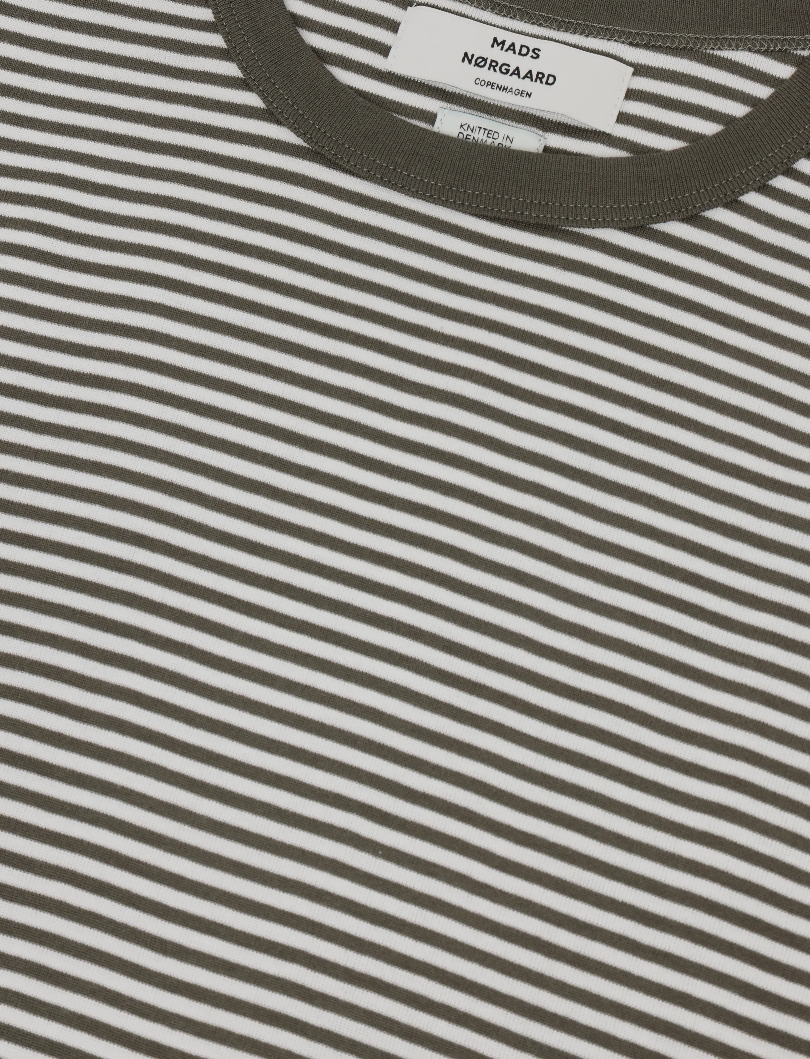 Mads Nørgaard - Grace Jersey Stripe June Tee - t-shirts - white/tarmac - 4
