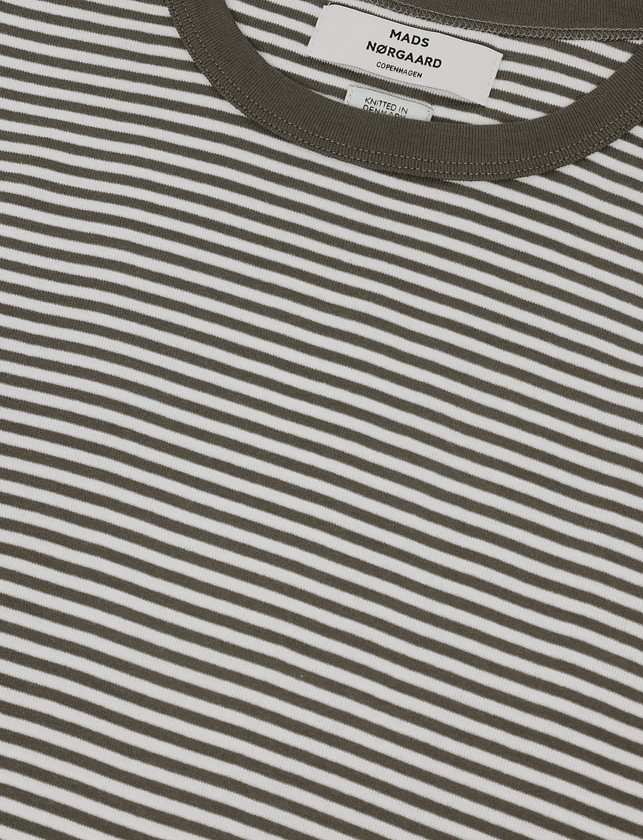 Mads Nørgaard - Grace Jersey Stripe June Tee - t-shirts - white/tarmac - 4