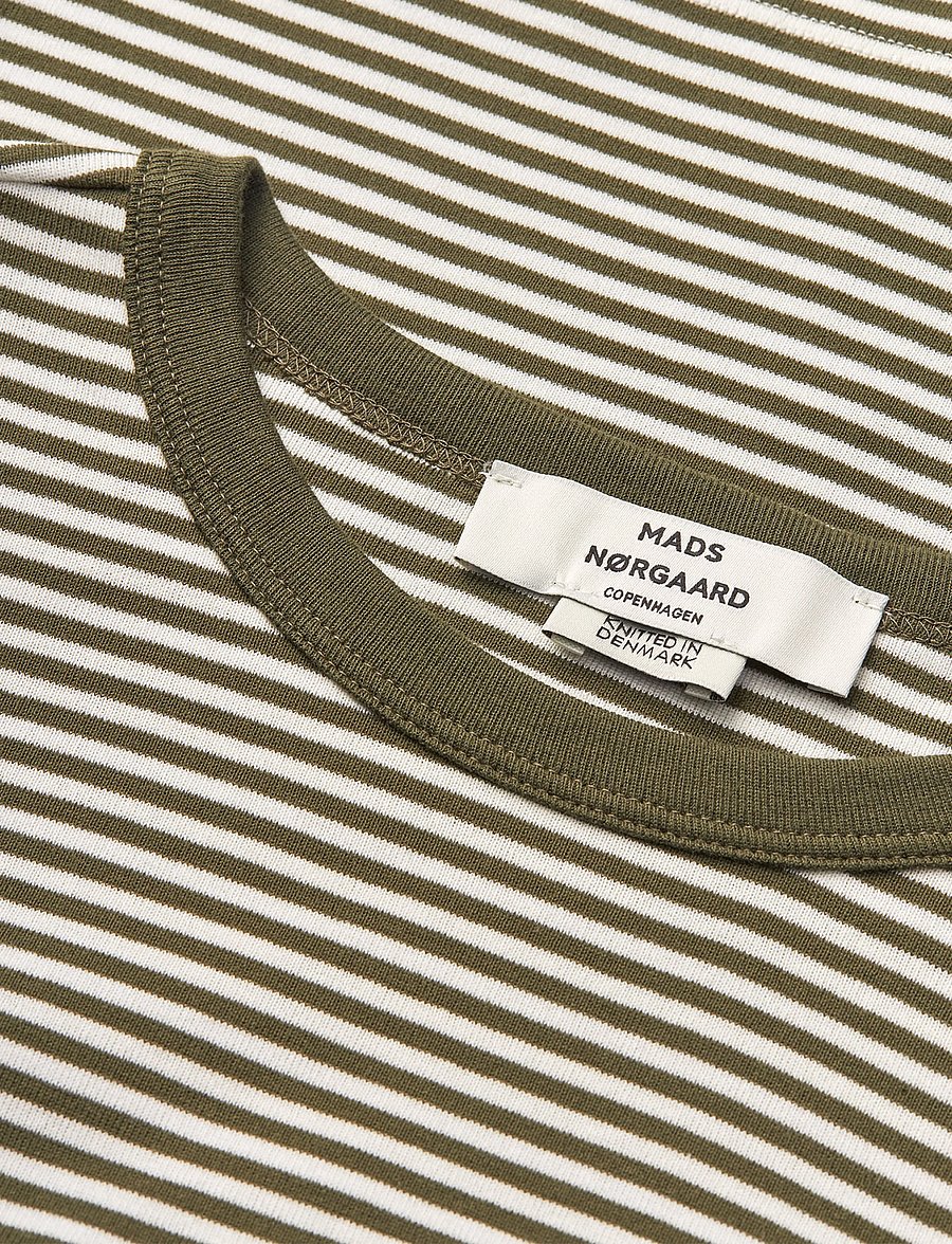 Mads Nørgaard - Grace Jersey Stripe June Tee - t-shirts - white/tarmac - 3