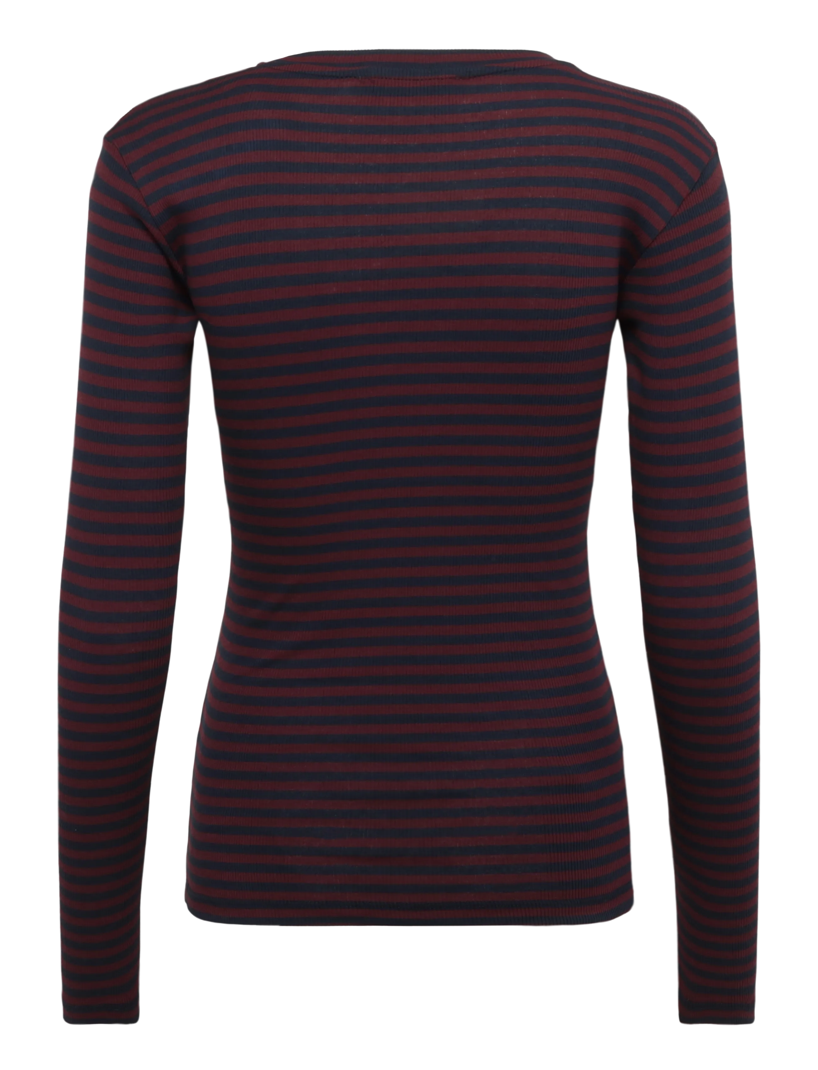 Mads Nørgaard - 2x2 Cotton Stripe Tuba Tee LS - long-sleeved tops - sky captain/winetasting - 1