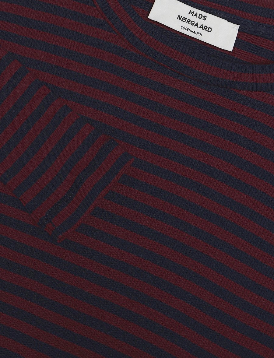 Mads Nørgaard - 2x2 Cotton Stripe Tuba Tee LS - langärmlige tops - sky captain/winetasting - 2