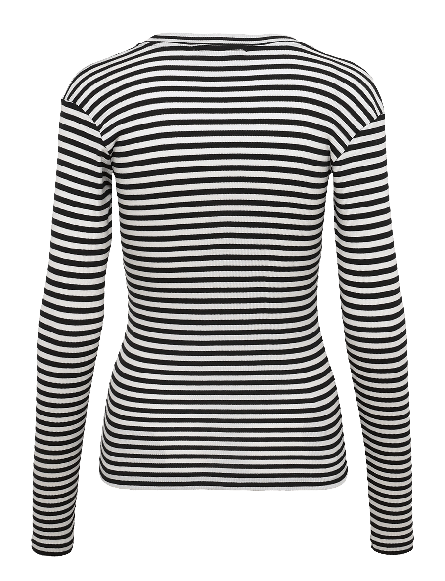 Mads Nørgaard - 2x2 Cotton Stripe Tuba Tee LS - långärmade toppar - black/vanilla ice - 2