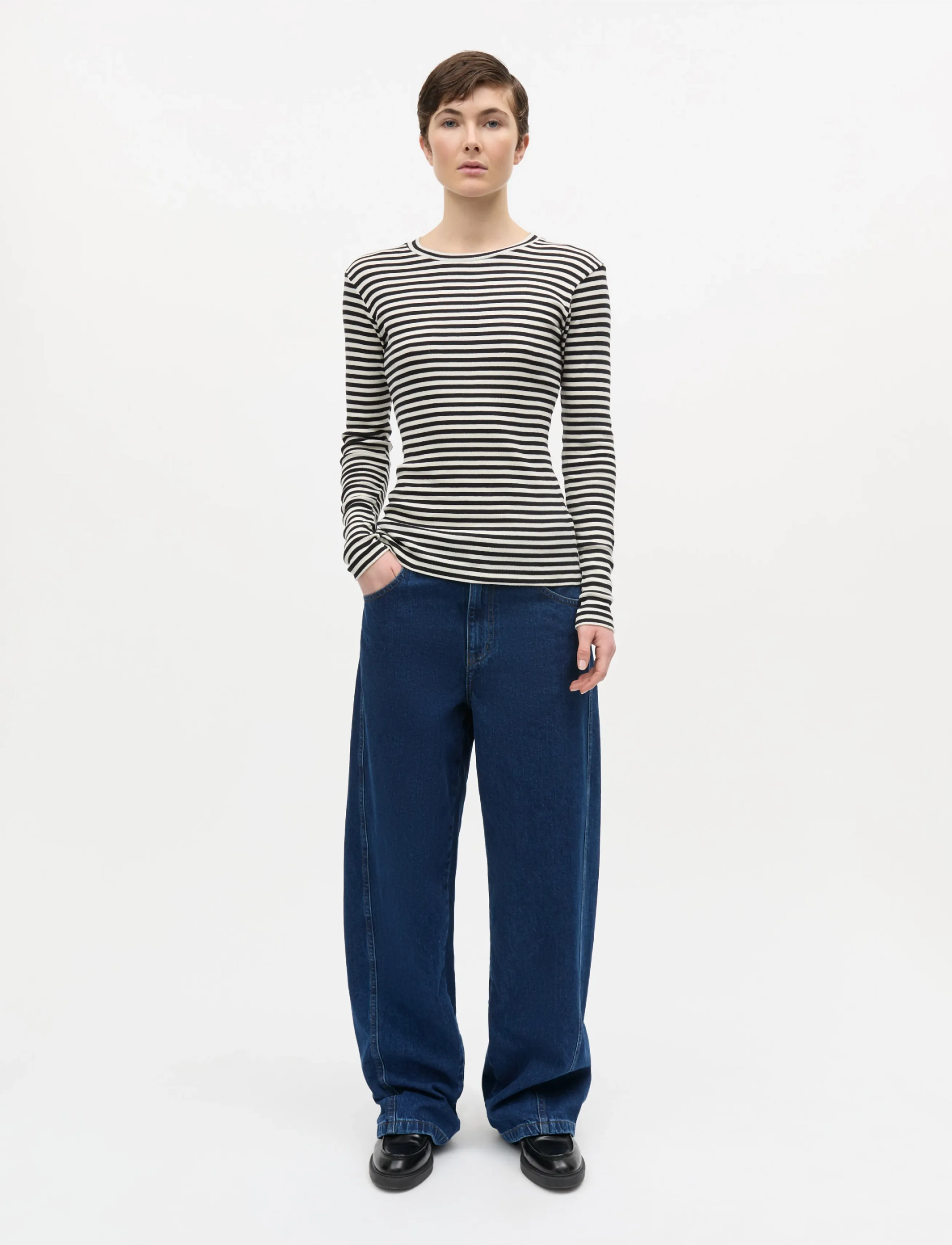 2X2 Cotton Stripe Tuba Tee Ls