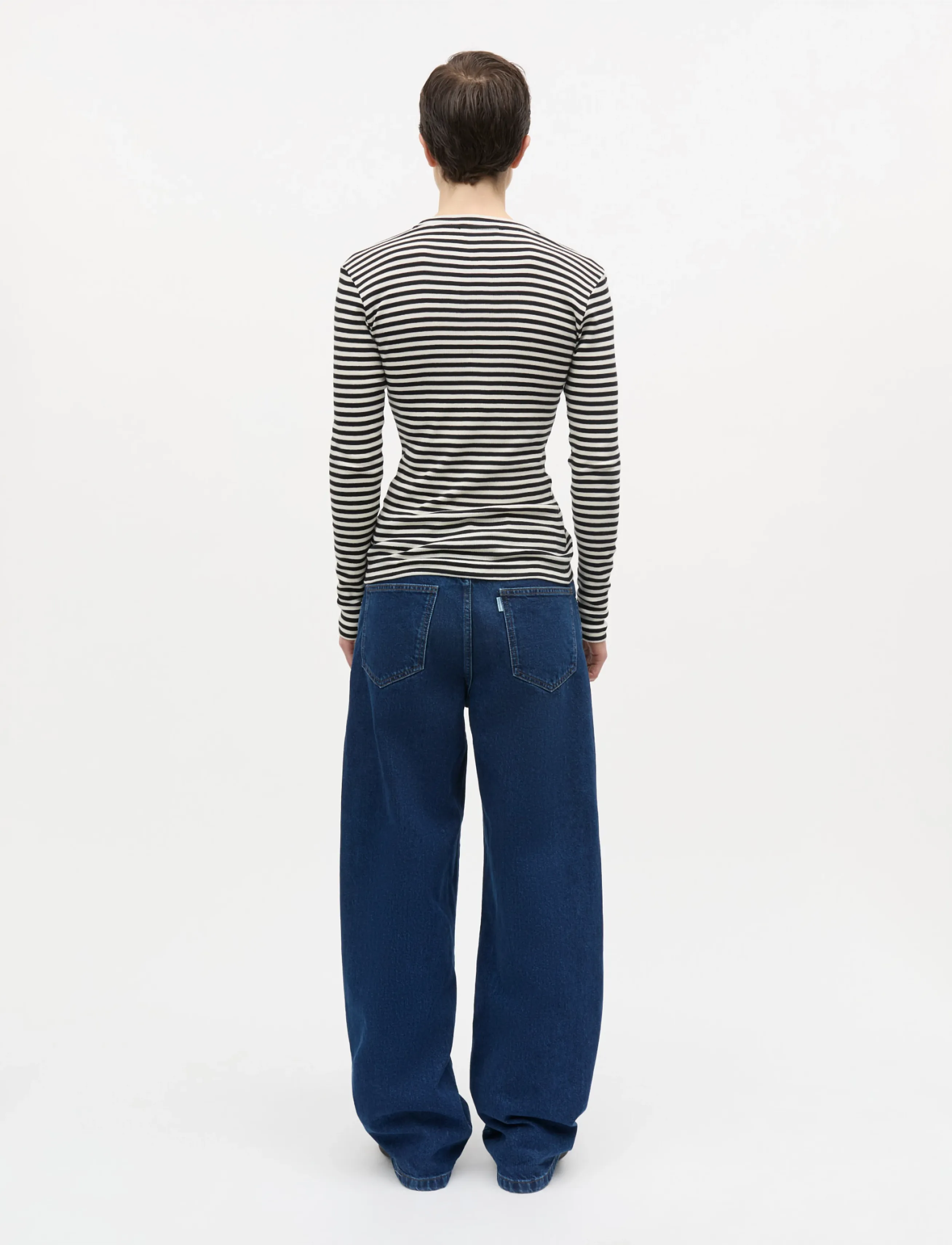 Mads Nørgaard - 2x2 Cotton Stripe Tuba Tee LS - långärmade toppar - black/vanilla ice - 3
