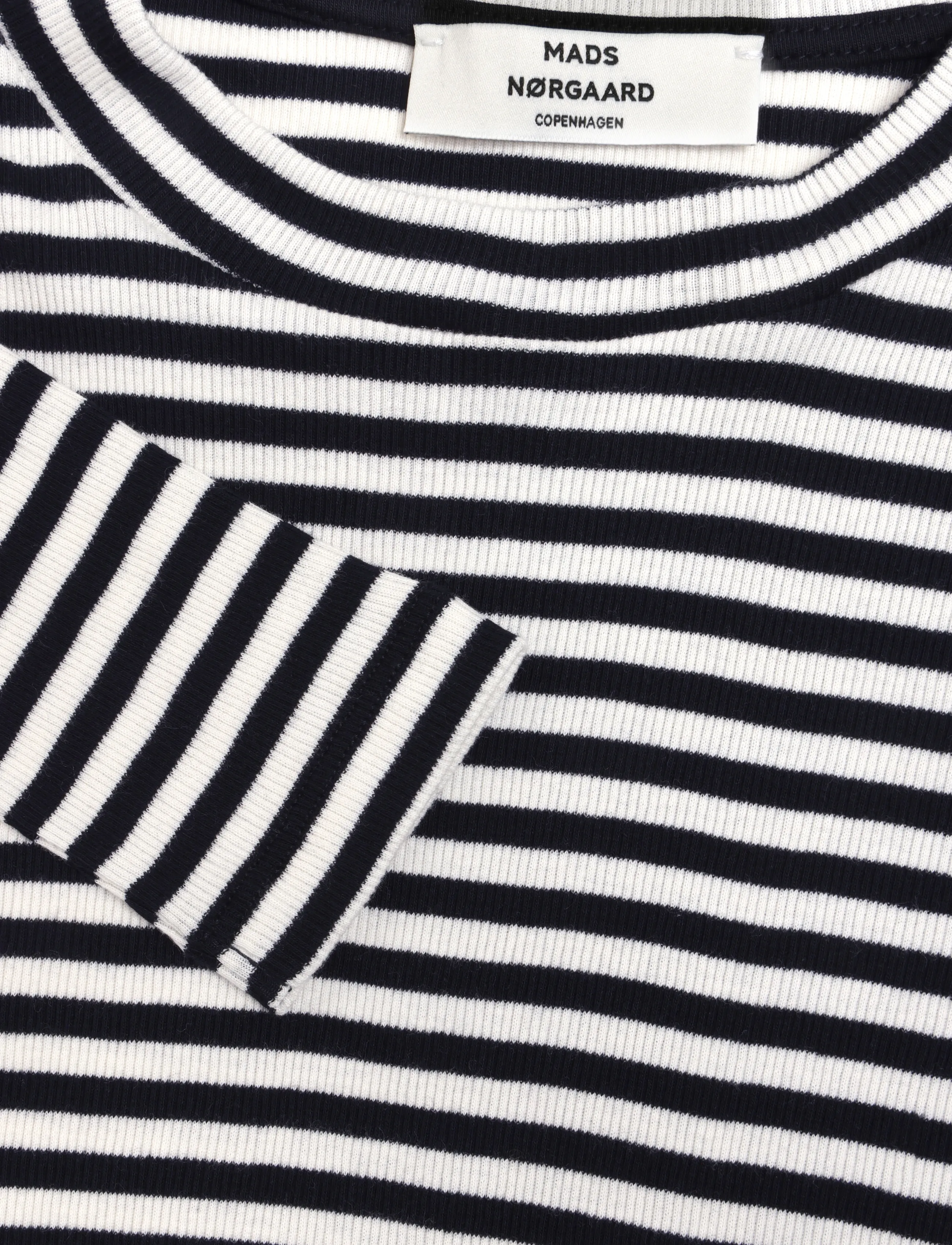 Mads Nørgaard - 2x2 Cotton Stripe Tuba Tee LS - långärmade toppar - black/vanilla ice - 4