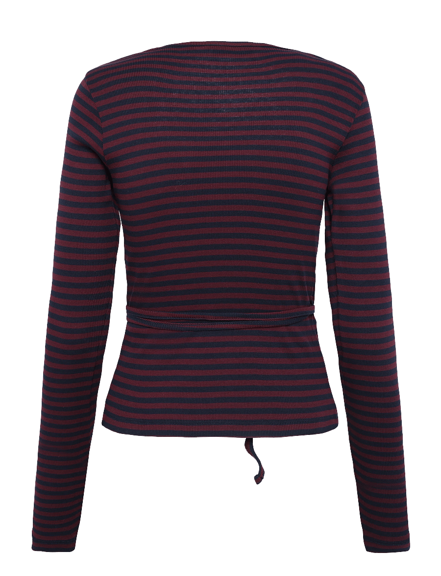 Mads Nørgaard - 2x2 Cotton Stripe Susi LS Top - langärmlige tops - sky captain/winetasting - 2