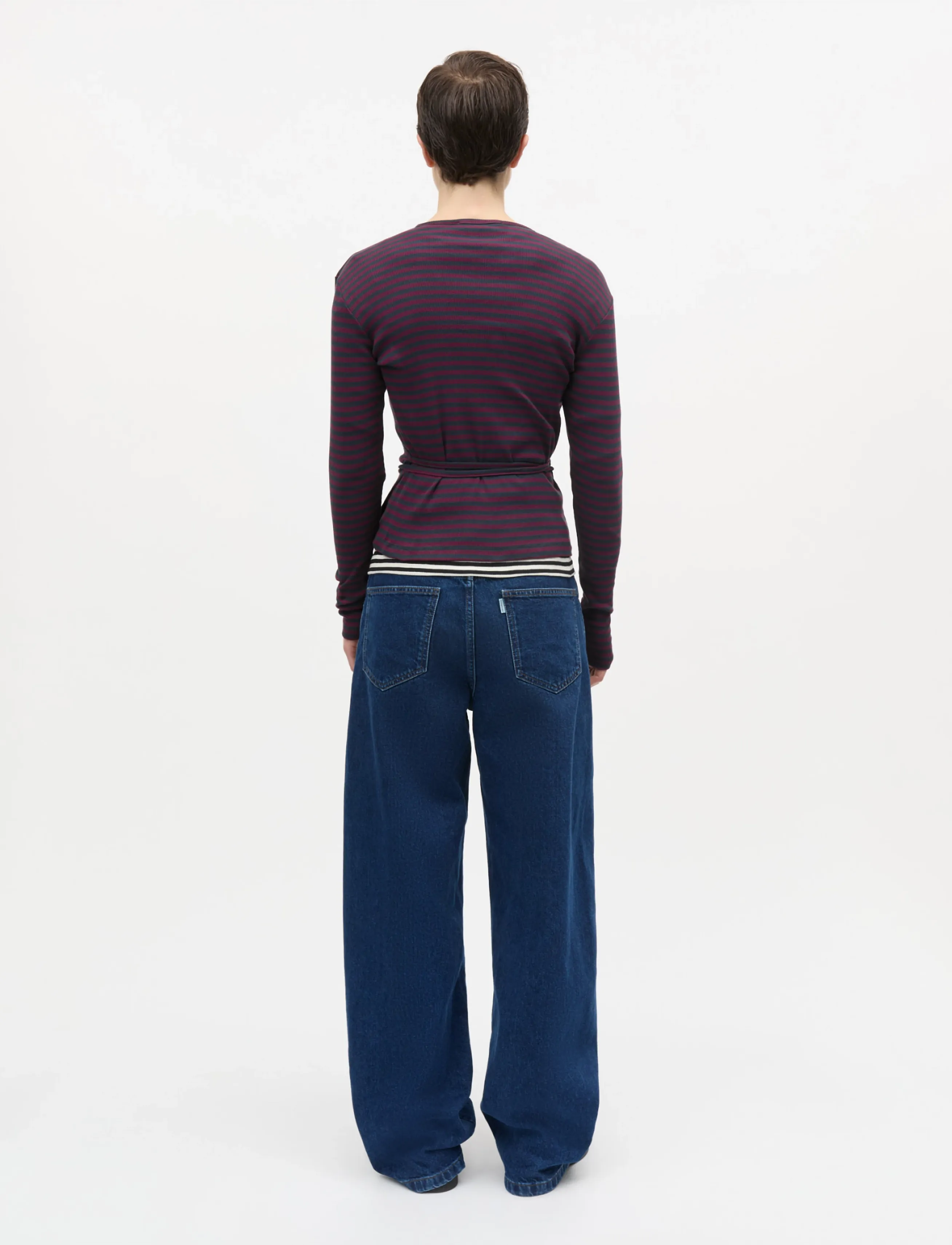 Mads Nørgaard - 2x2 Cotton Stripe Susi LS Top - langärmlige tops - sky captain/winetasting - 3