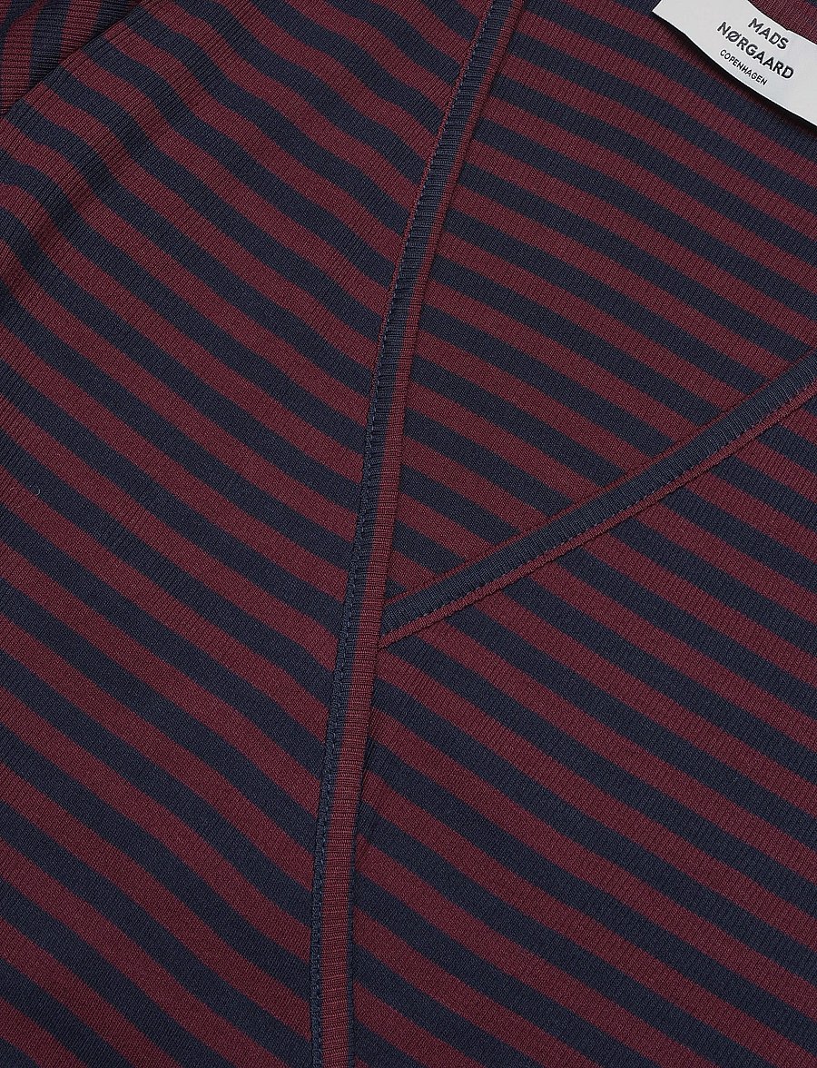 Mads Nørgaard - 2x2 Cotton Stripe Susi LS Top - langärmlige tops - sky captain/winetasting - 4