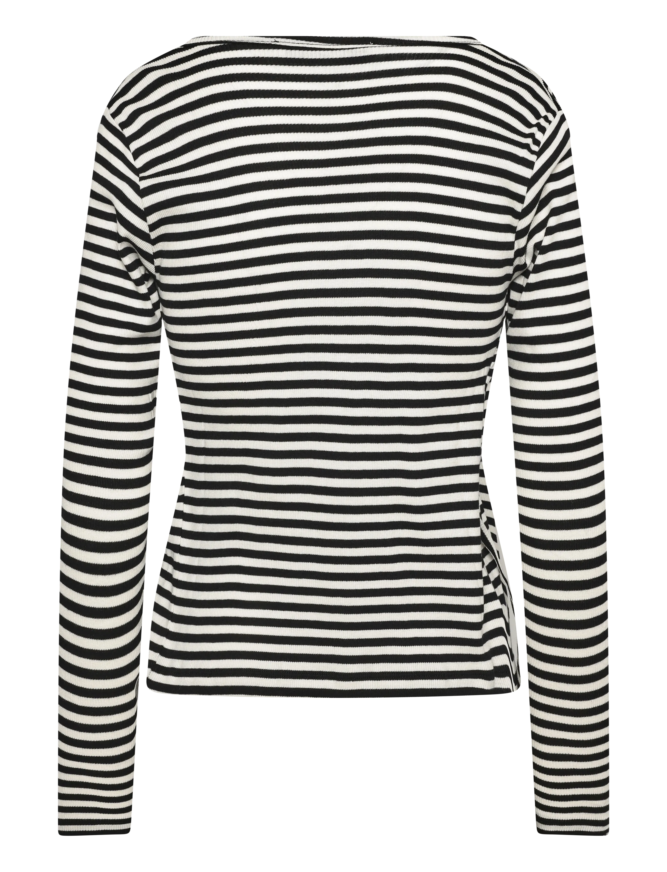 Mads Nørgaard - 2x2 Cotton Stripe Susi LS Top - långärmade toppar - black/vanilla ice - 1