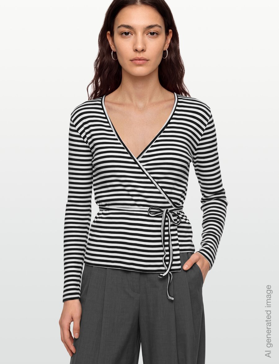 Mads Nørgaard - 2x2 Cotton Stripe Susi LS Top - pikkade varrukatega topid - black/vanilla ice - 3