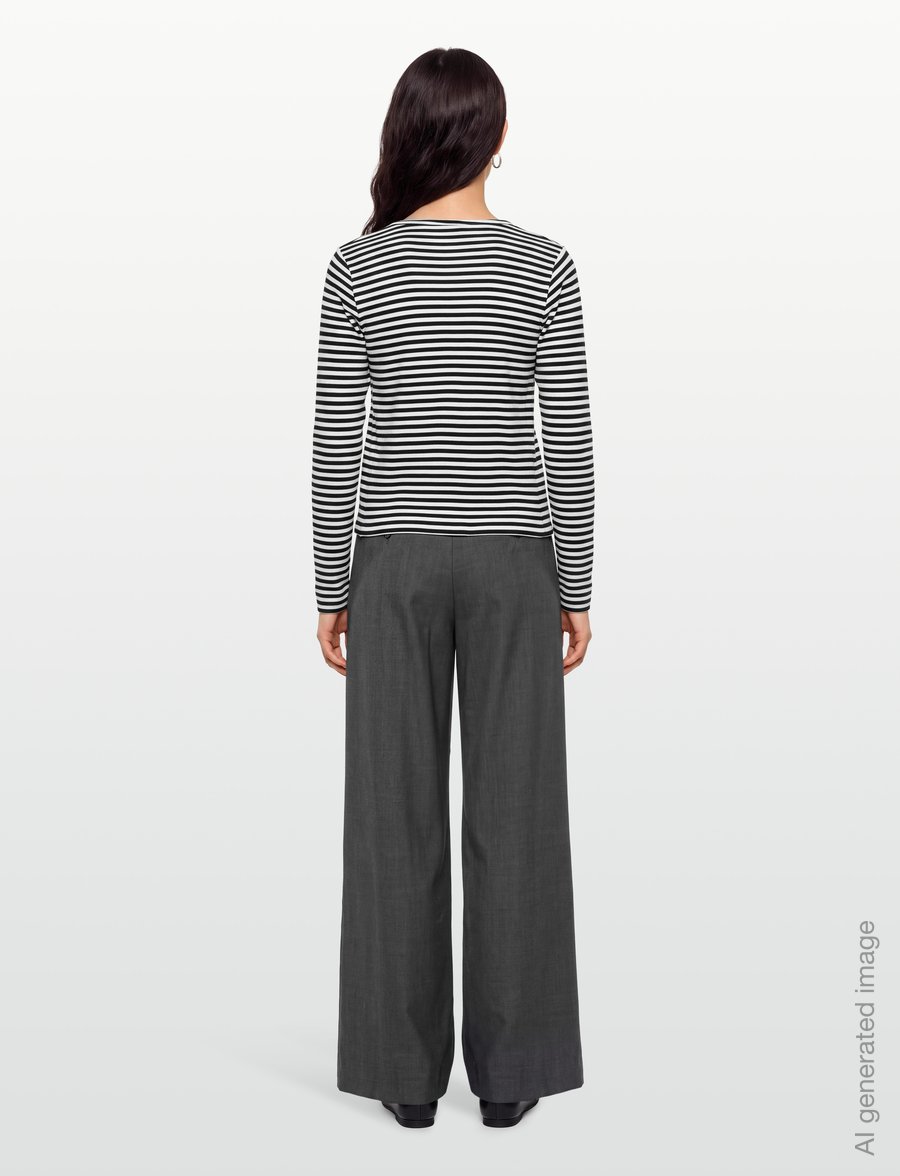 Mads Nørgaard - 2x2 Cotton Stripe Susi LS Top - pikkade varrukatega topid - black/vanilla ice - 4