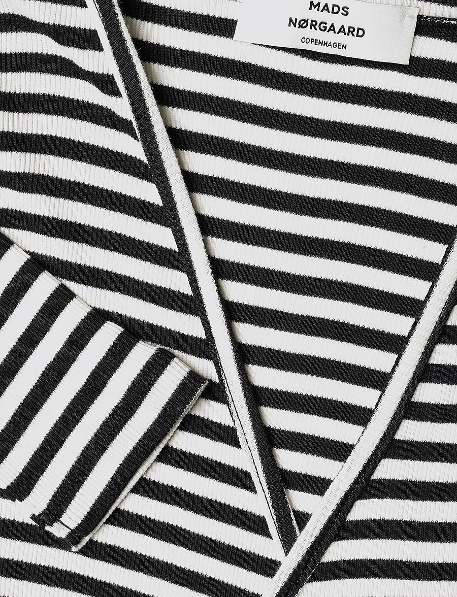 Mads Nørgaard - 2x2 Cotton Stripe Susi LS Top - långärmade toppar - black/vanilla ice - 2