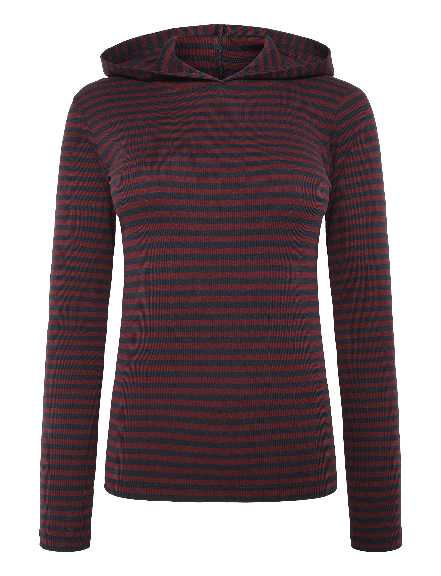 Mads Nørgaard - 2x2 Cotton Stripe Tutti Hood - hoodies - sky captain/winetasting - 0