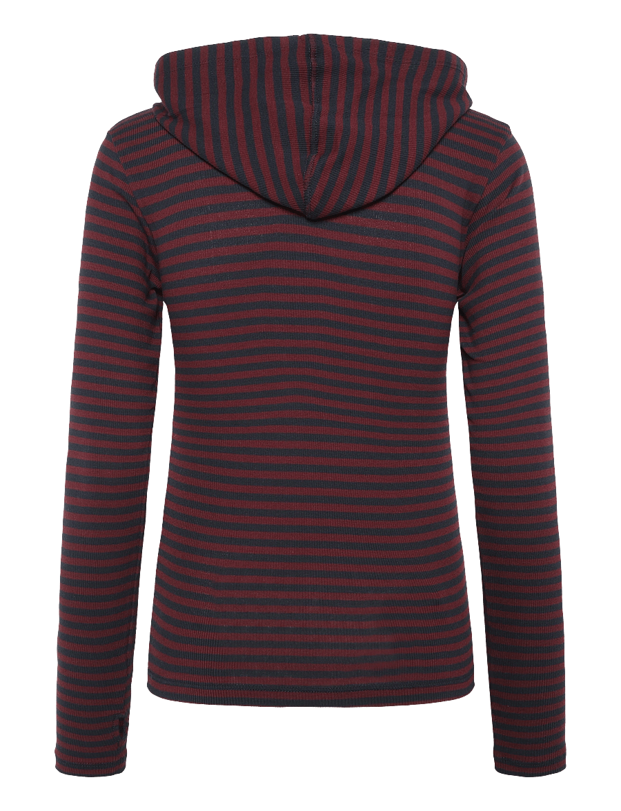 Mads Nørgaard - 2x2 Cotton Stripe Tutti Hood - hoodies - sky captain/winetasting - 1